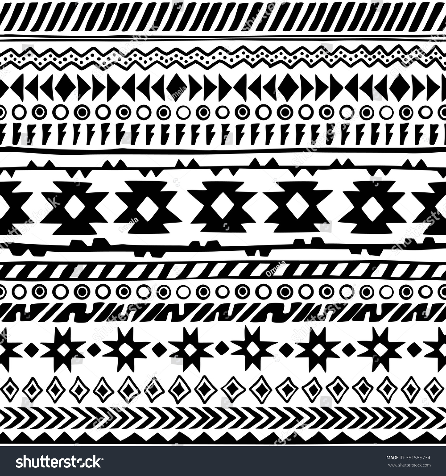 Seamless Handdrawn Aztec Pattern Vector Illustration Stock Vector ...