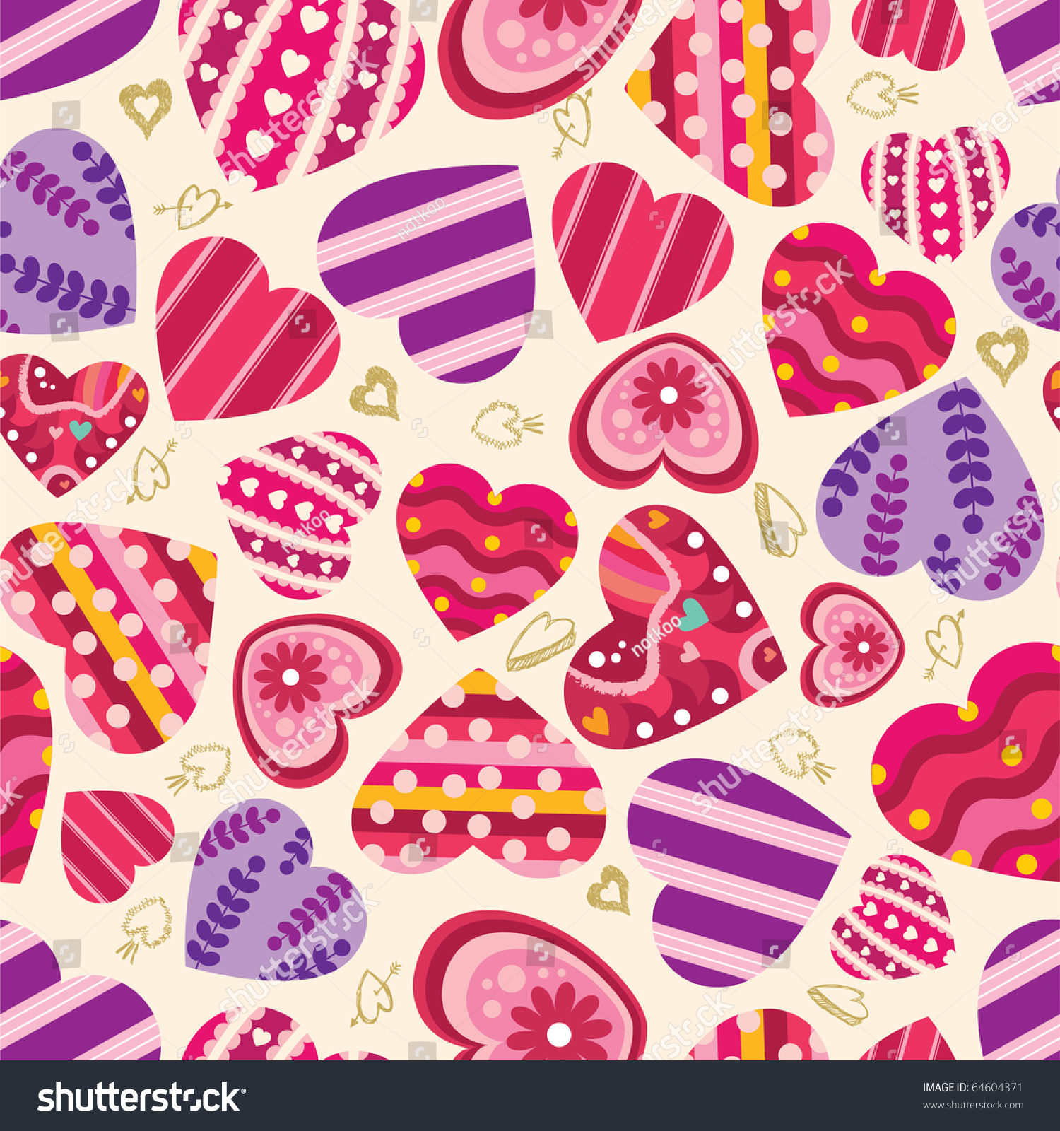 Seamless Heart Pattern Stock Vector Illustration 64604371 : Shutterstock