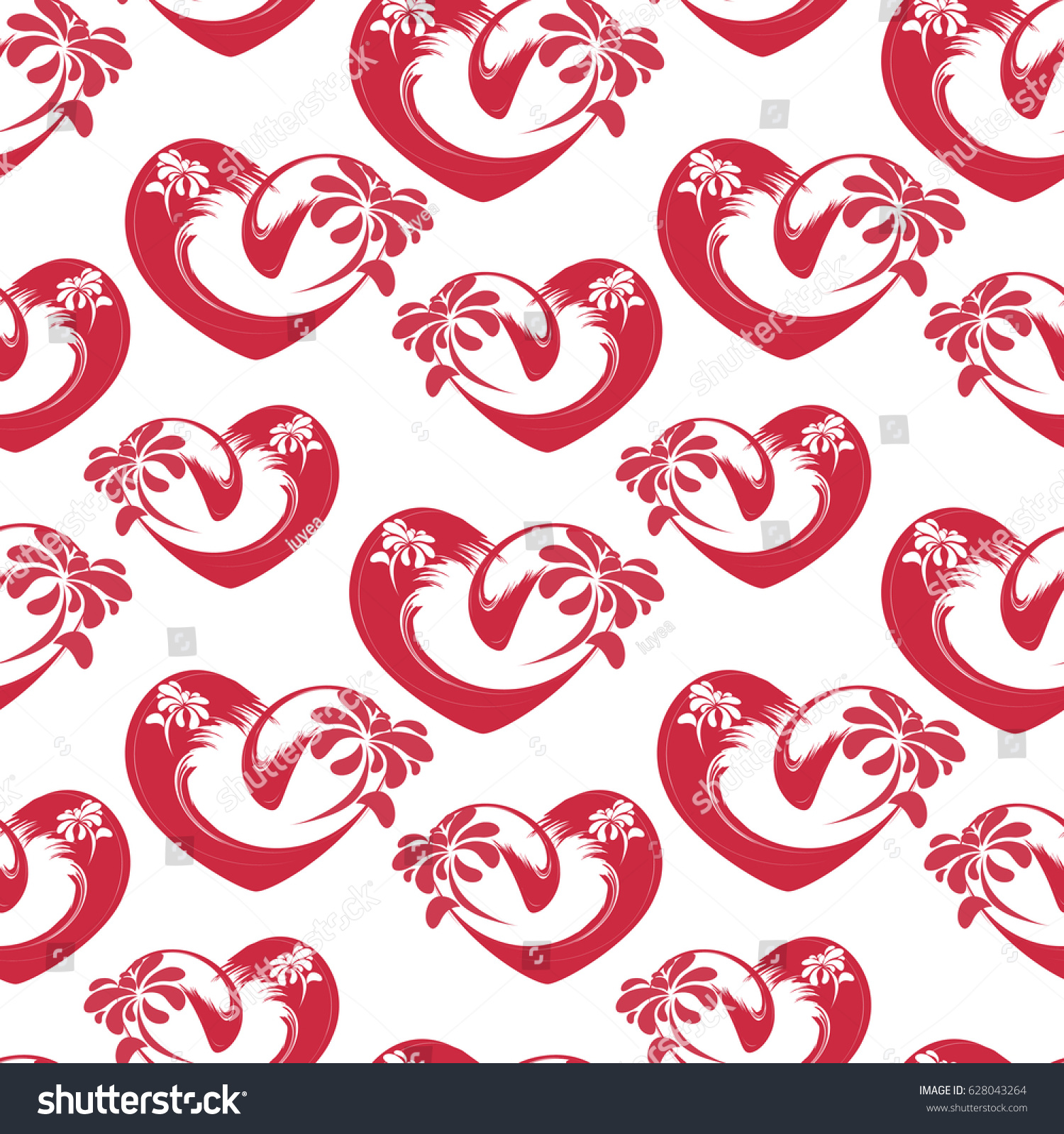 Seamless Hearts Pattern White Background Vector Stock Vector (Royalty ...
