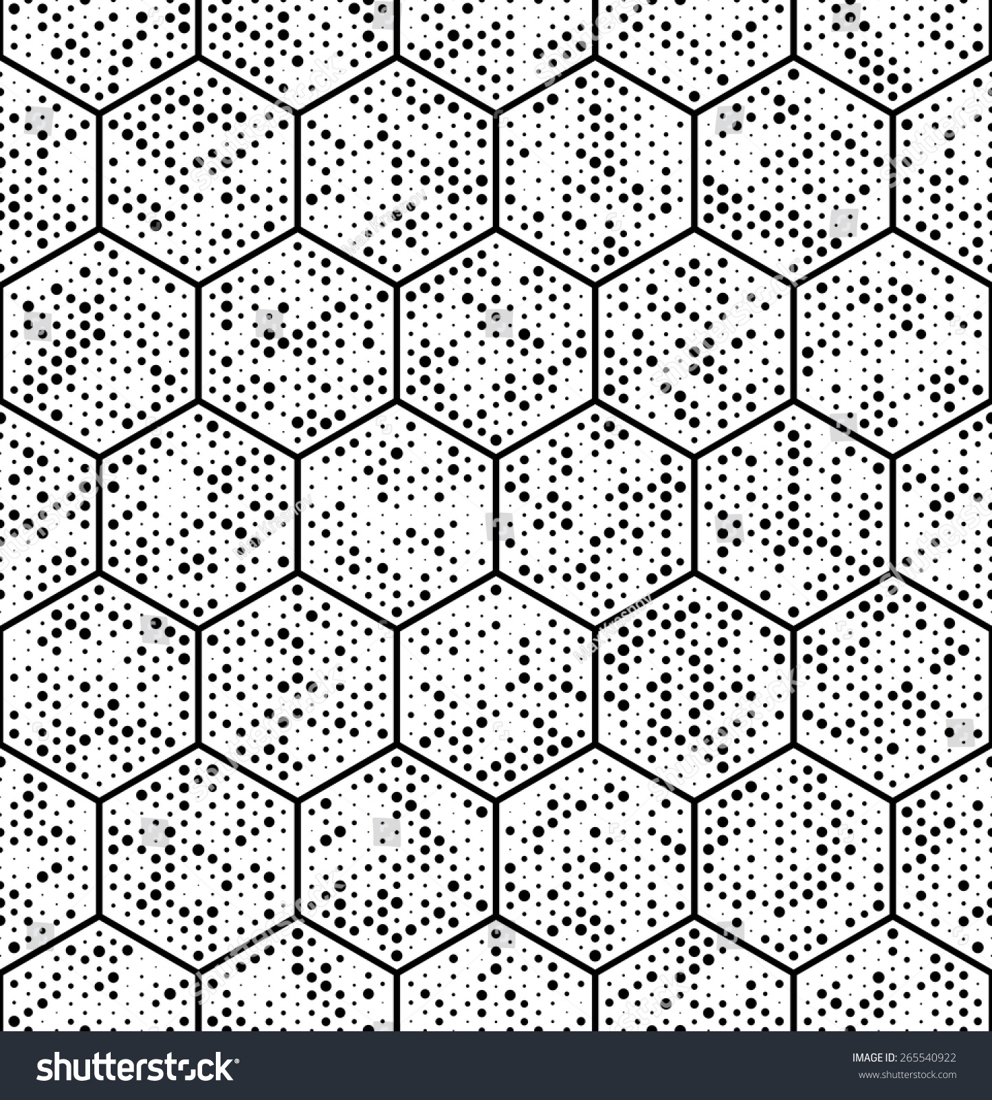 Seamless Hexagon Pattern Vector Monochrome Background Stock Vector 265540922 - Shutterstock
