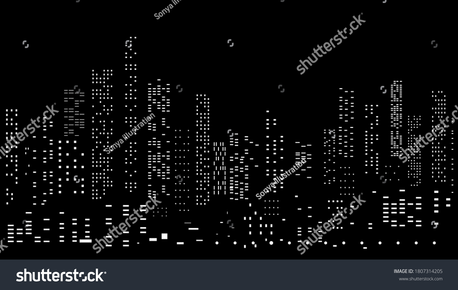 Seamless Horizontal Vector Illustration Night Cityscape Stock Vector ...