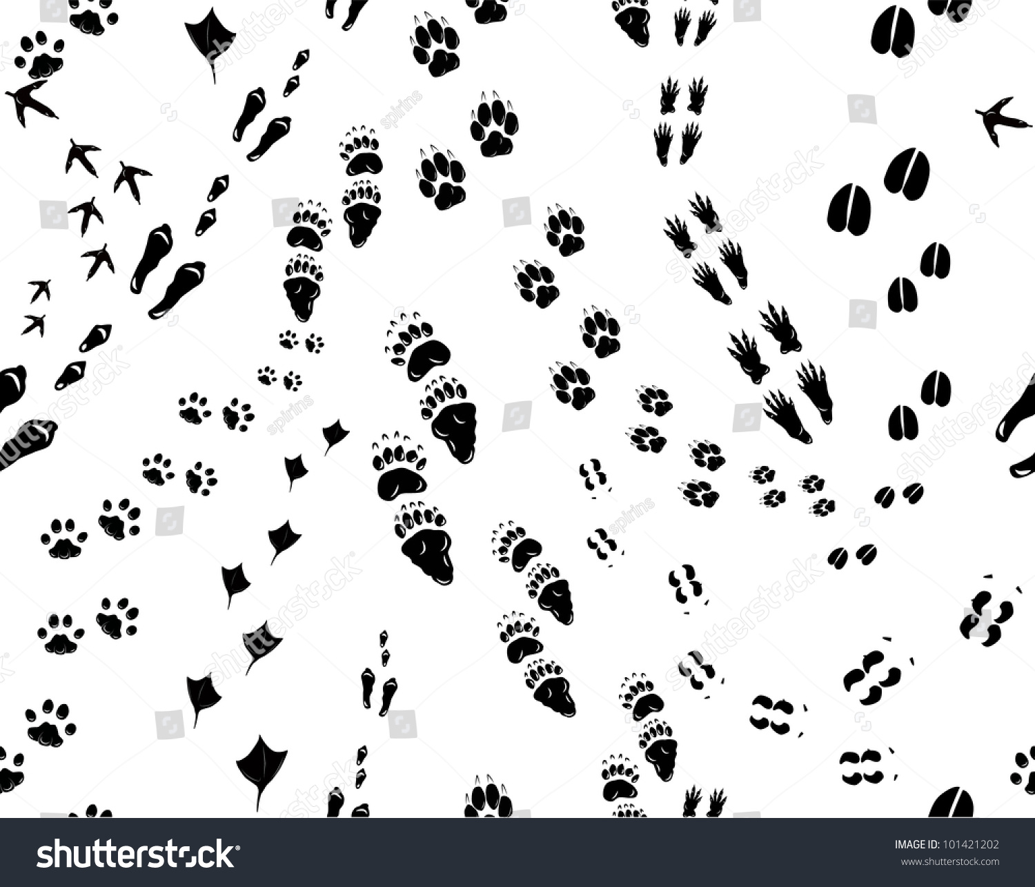 次の動物の足跡をシームレスにイラスト化 鳥 猫 鶏 鹿 犬 アヒル エルク 熊 リス ウサギ ウサギ ウサギ のベクター画像素材 ロイヤリティフリー