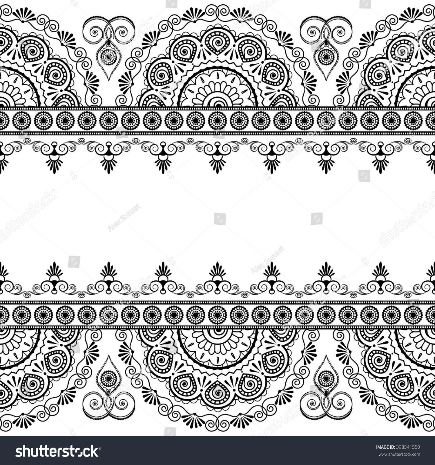 Seamless Indian Mehndi Border Elements Flowers Stock Vector (Royalty ...