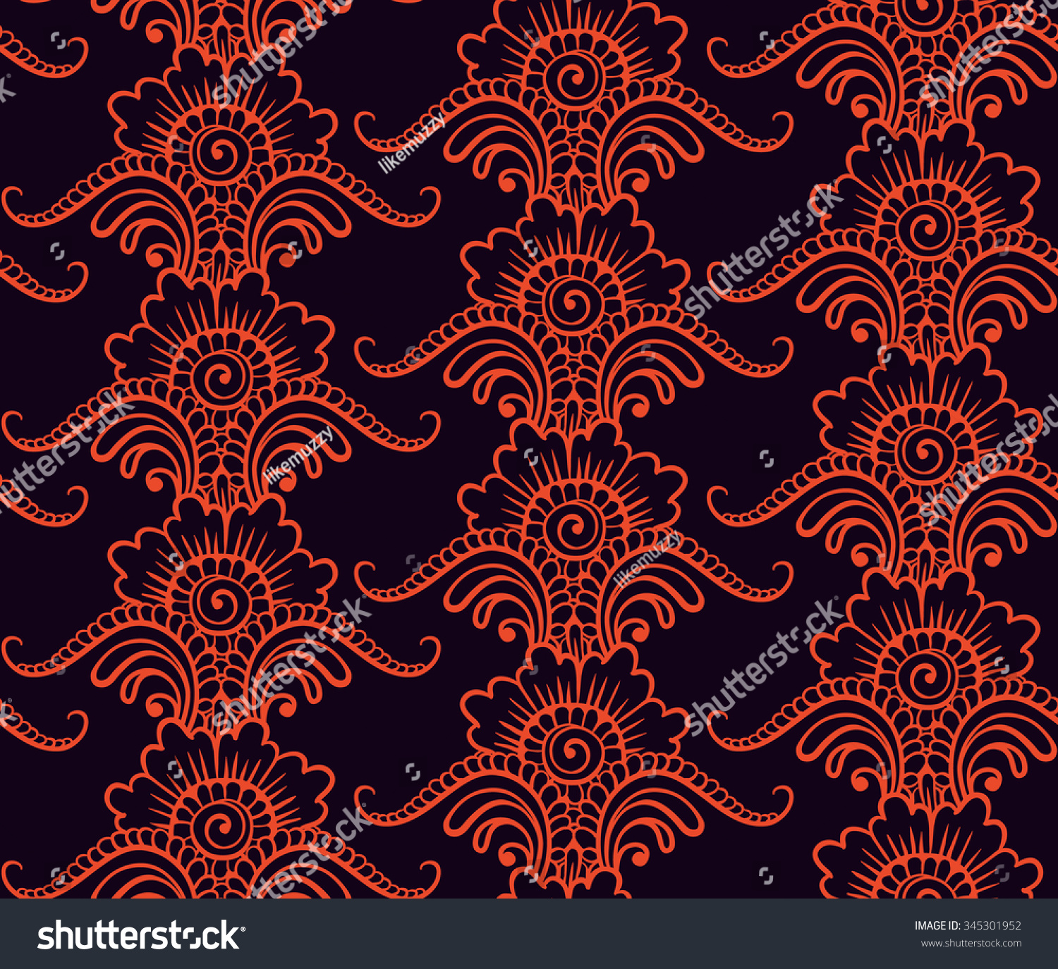 Seamless Indian Ornament, Henna Style. Luxury Oriental Design. Vector ...