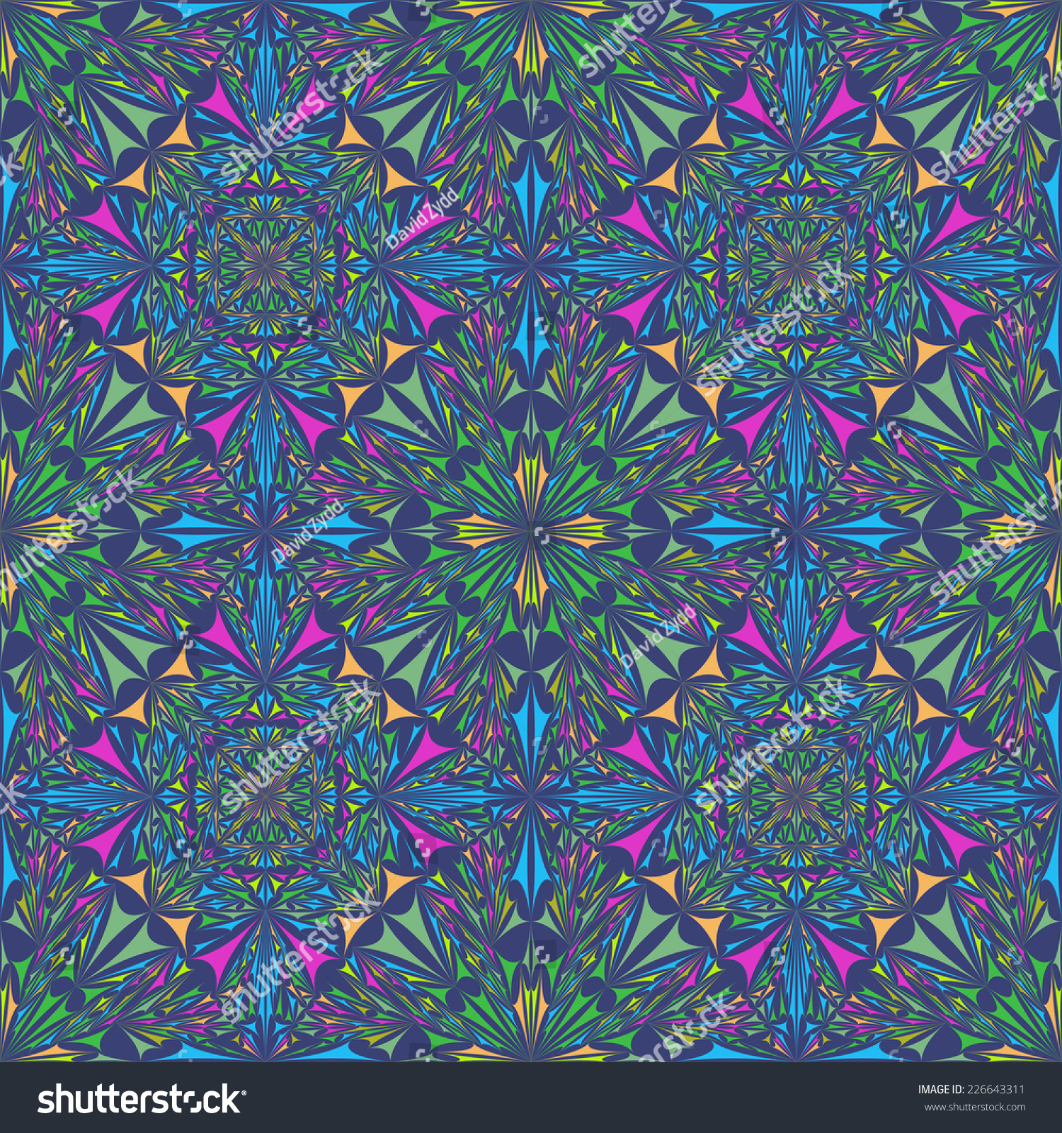 Seamless Kaleidoscopic Curved Triangle Pattern Background Stock Vector ...