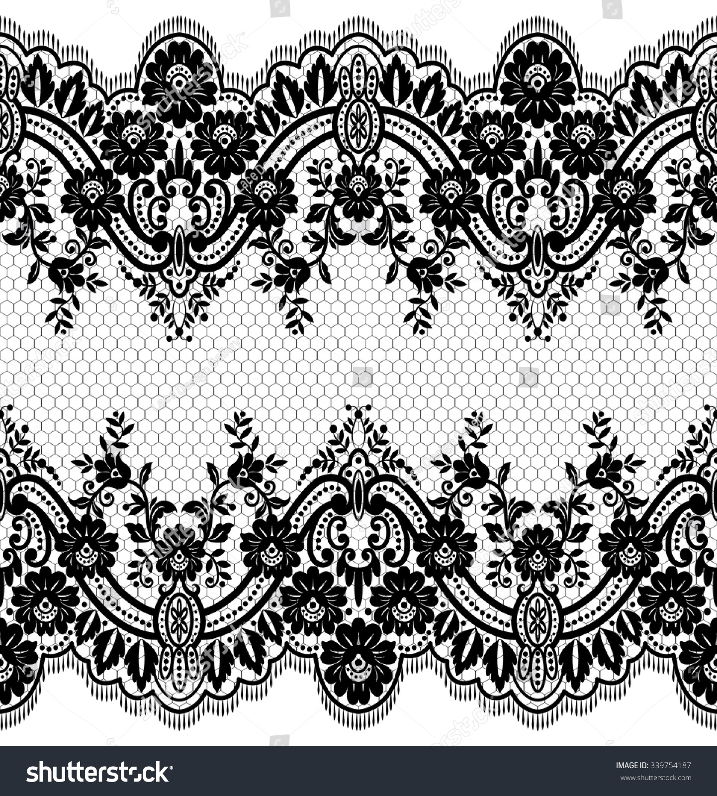 Seamless Lace Pattern Flower Vintage Vector Stock Vector 339754187 ...