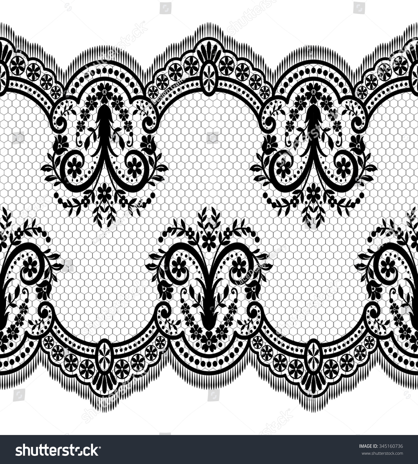 Seamless Lace Pattern Flower Vintage Vector Stock Vector 345160736 ...