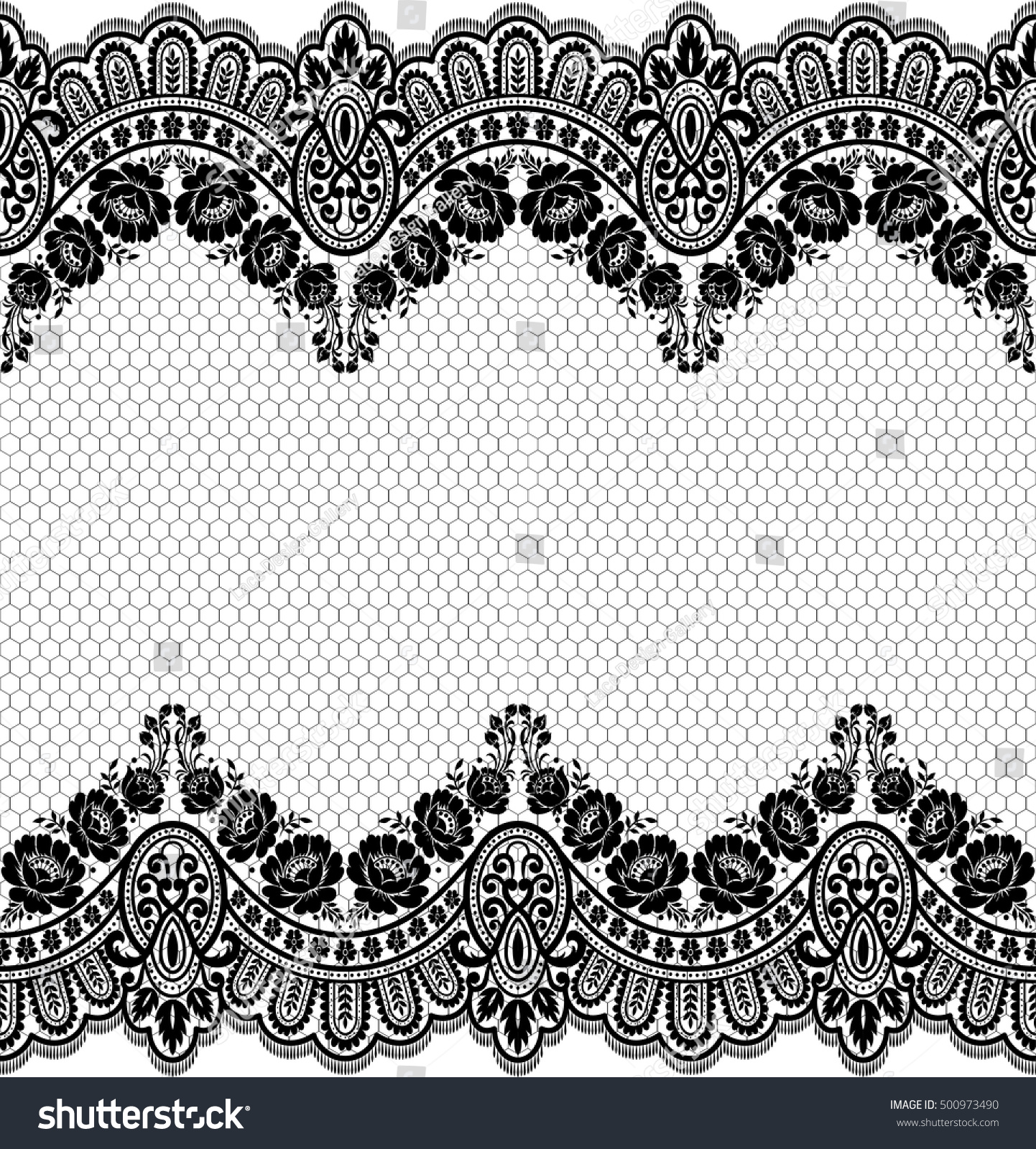 Seamless Lace Pattern Flower Vintage Vector Stock Vector 500973490 ...