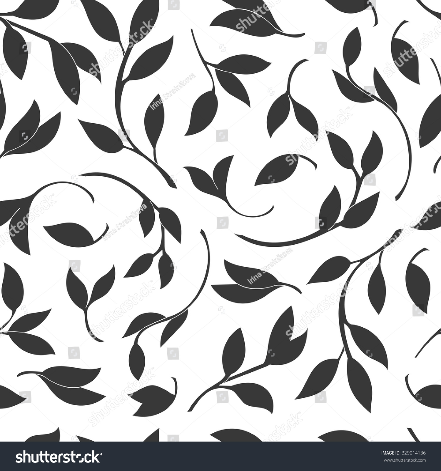 Seamless Leaves Pattern Vector Black White Stock Vector Royalty Free