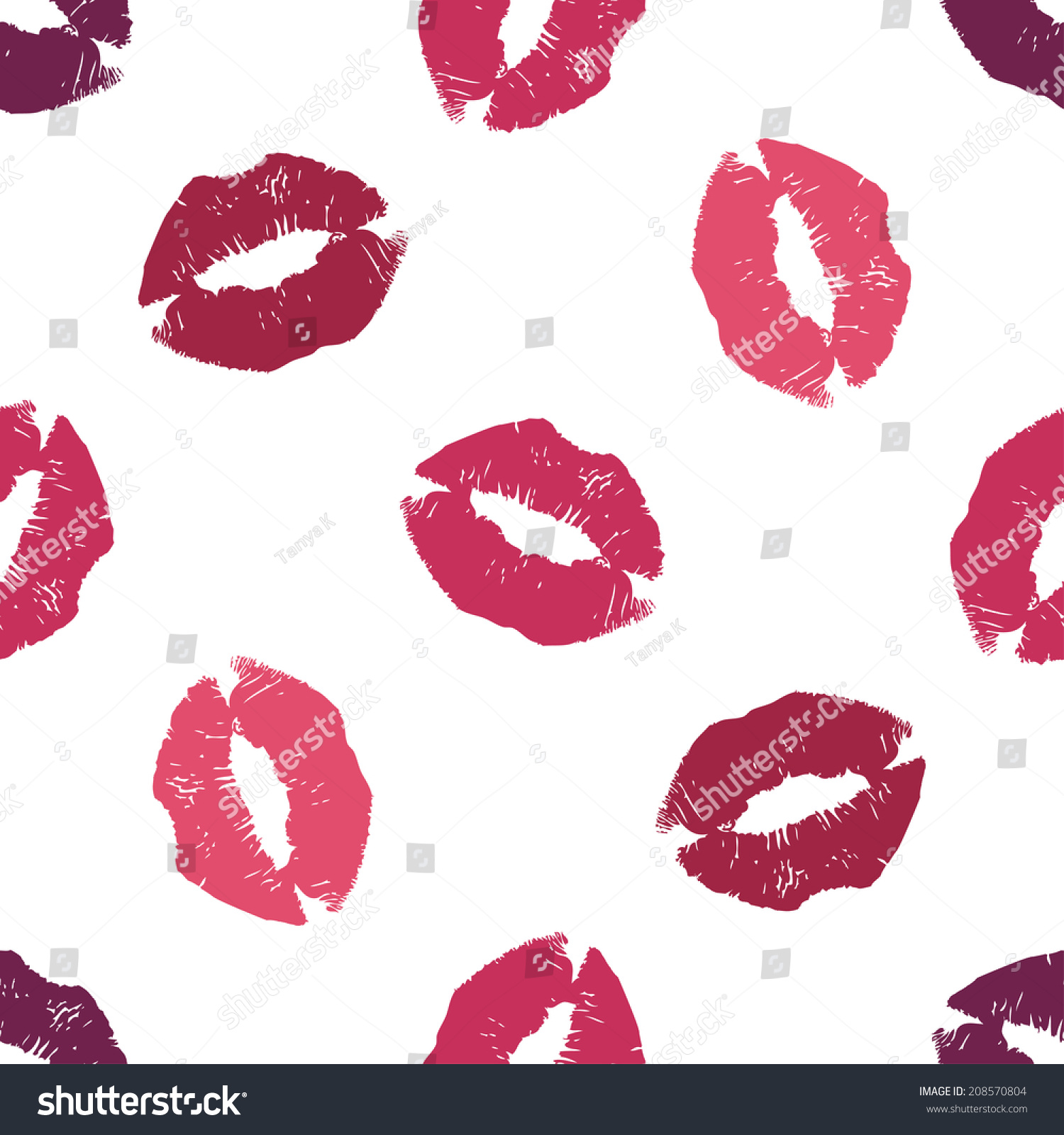 Seamless Lipstick Kiss Pattern Stock Vector Royalty Free 208570804