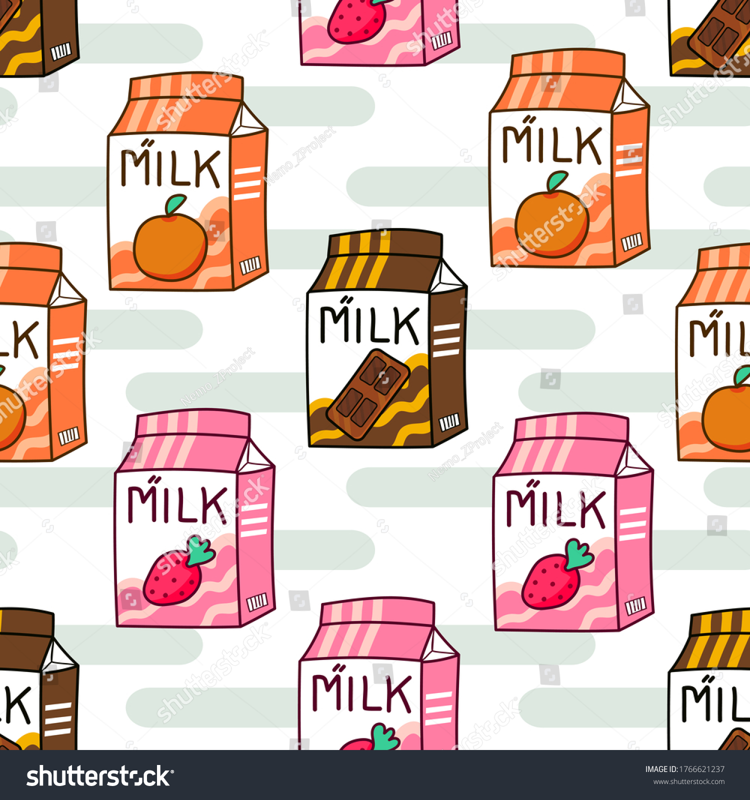 Seamless Milk Carton Pattern Three Flavors Stock Vector (Royalty Free