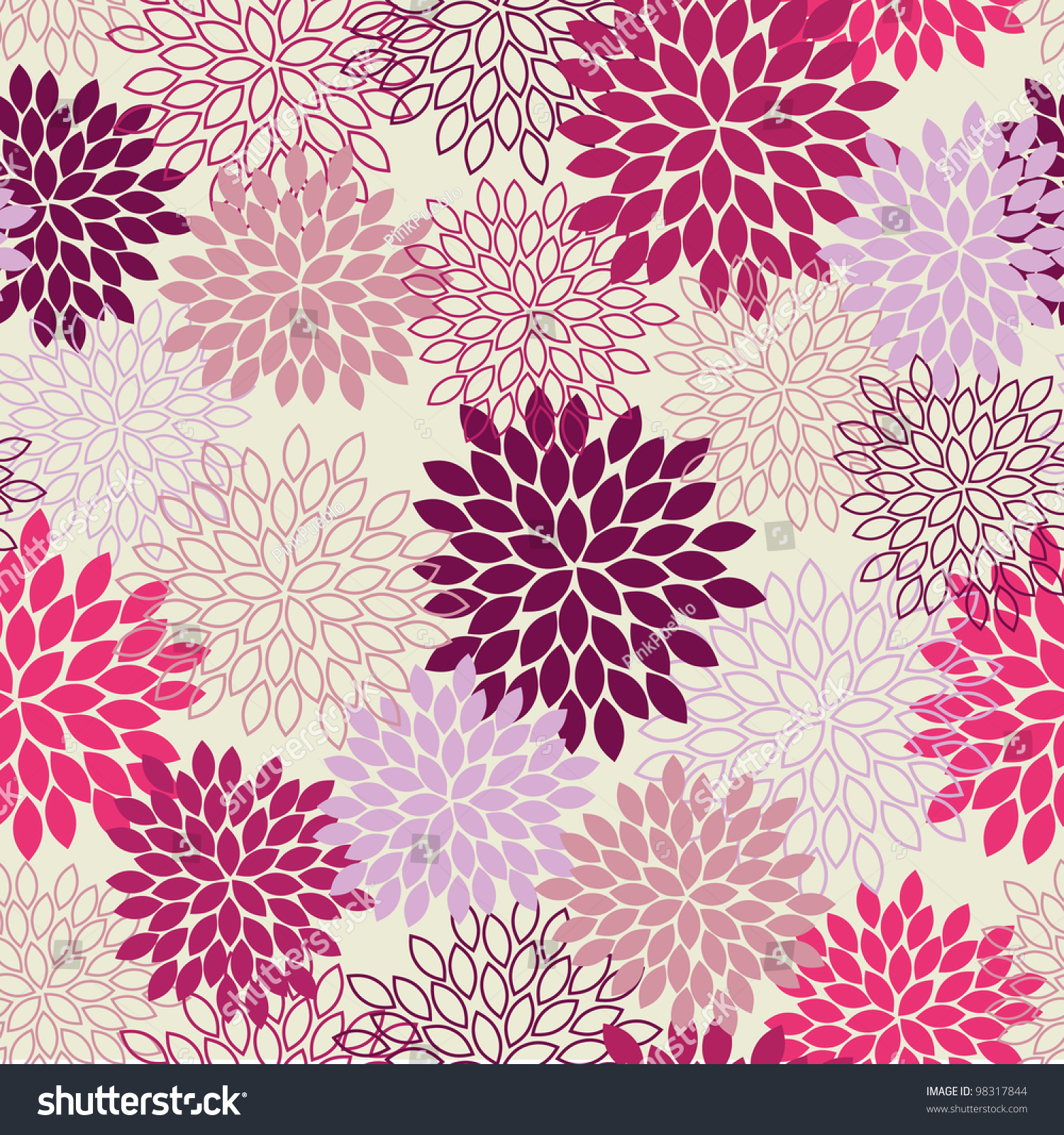 Seamless Mum Flower Background Stock Vector 98317844 - Shutterstock