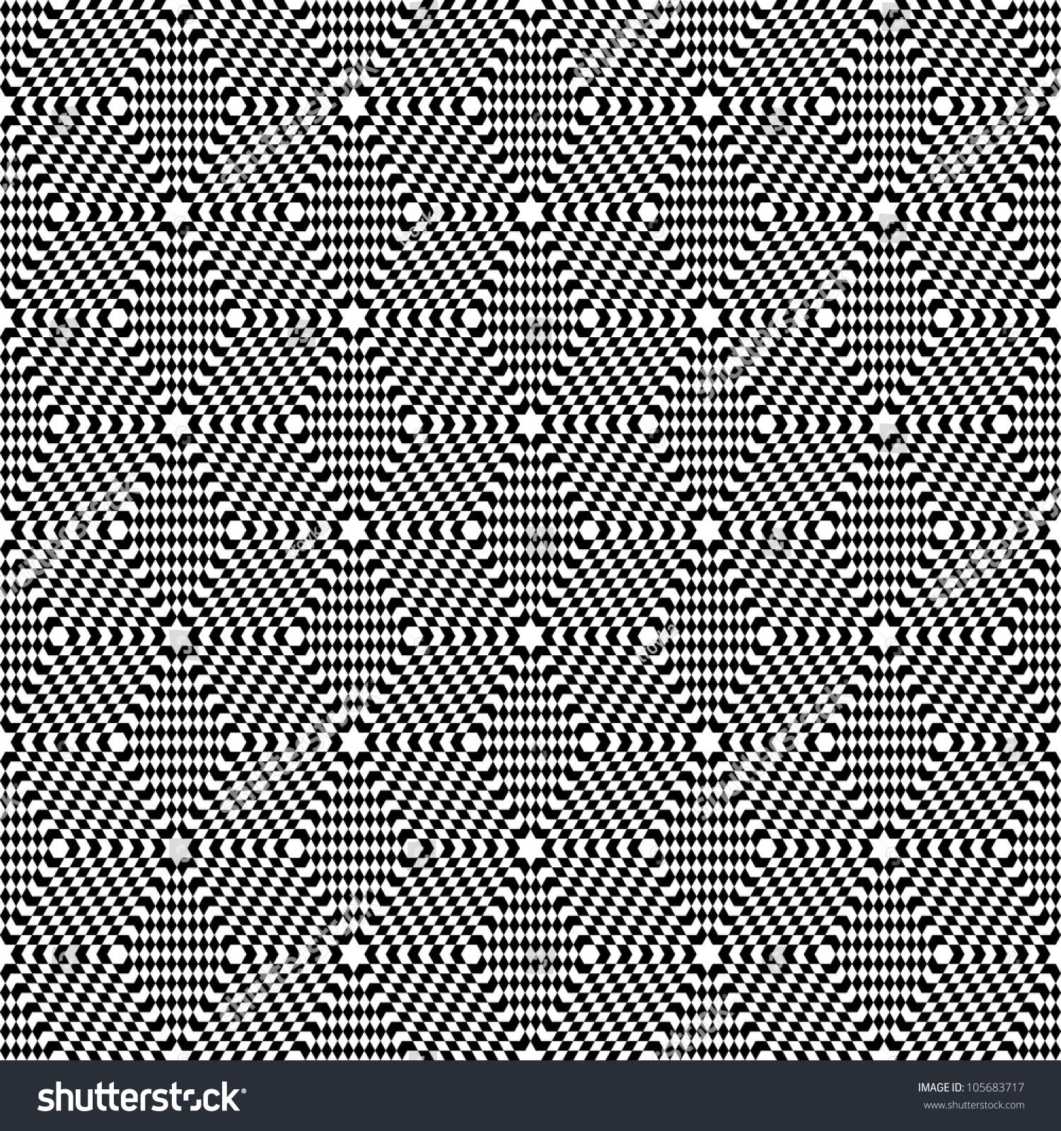 Seamless Op Art Pattern. Hexagons Geometric Texture. Vector Art ...