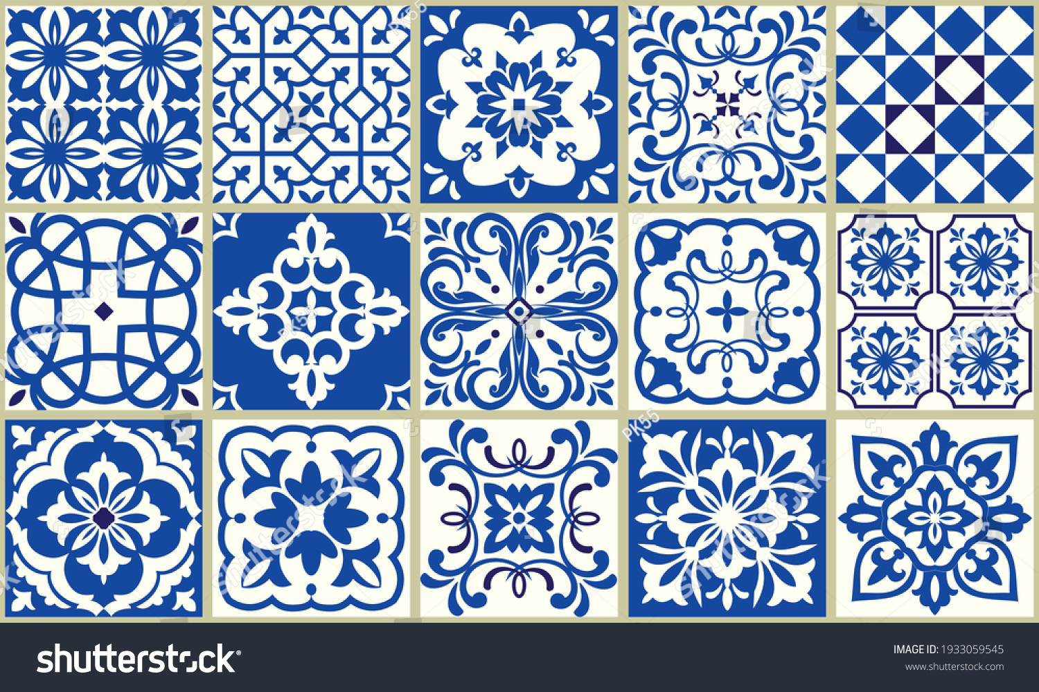 Seamless Patchwork Azulejo Tiles Collection Ceramic Stock Vector ...