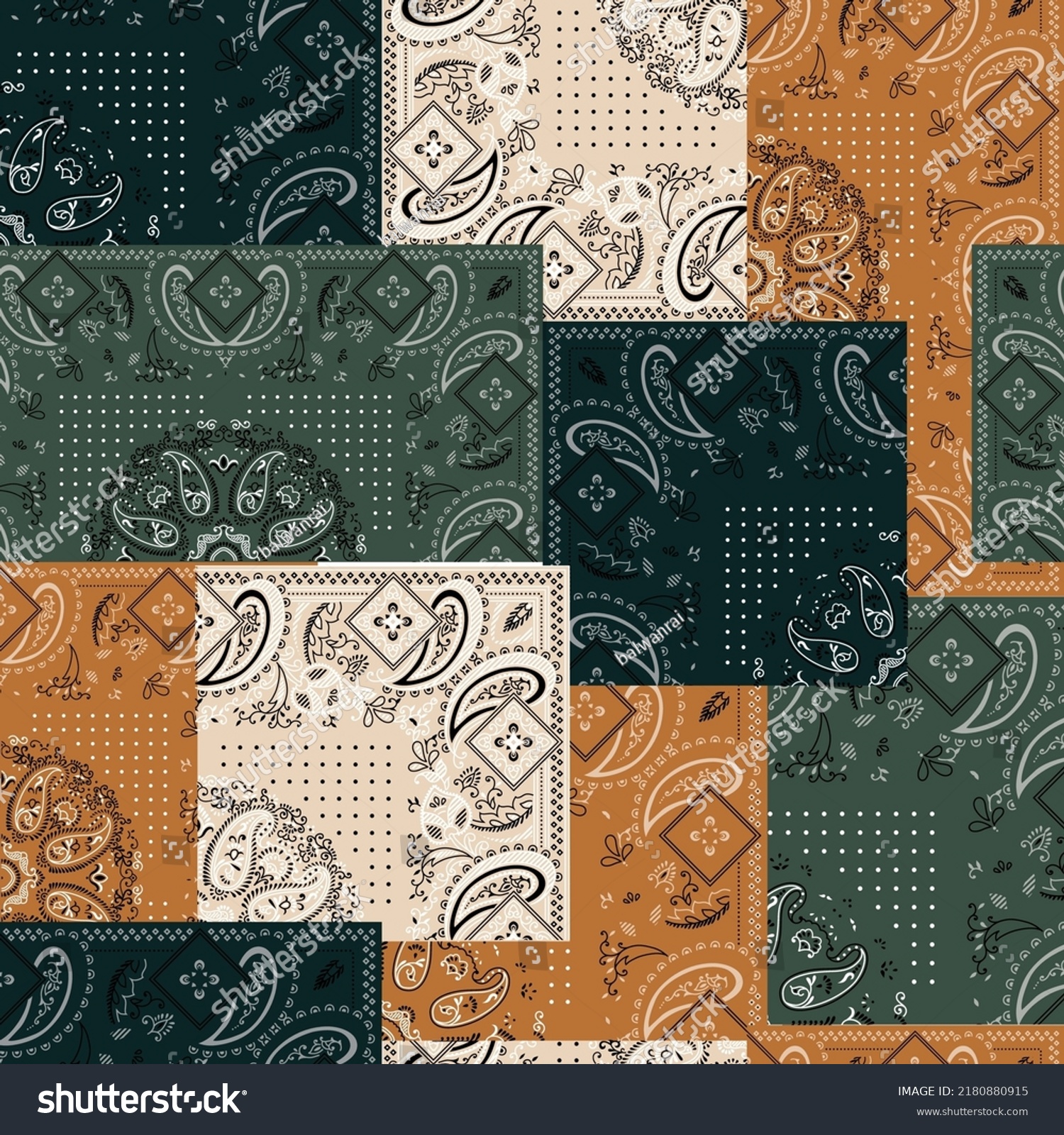 SVG of seamless patchwork paisley pattern on background svg