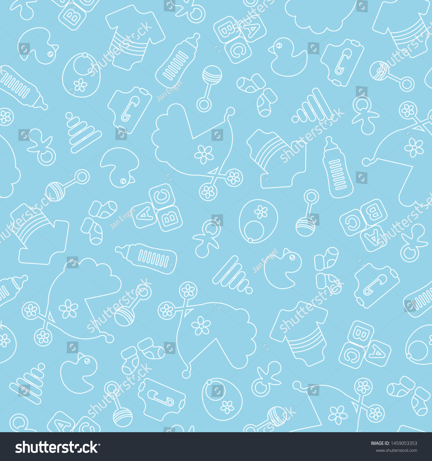 SVG of Seamless Pattern Baby Icons Boy Outline Blue And White svg