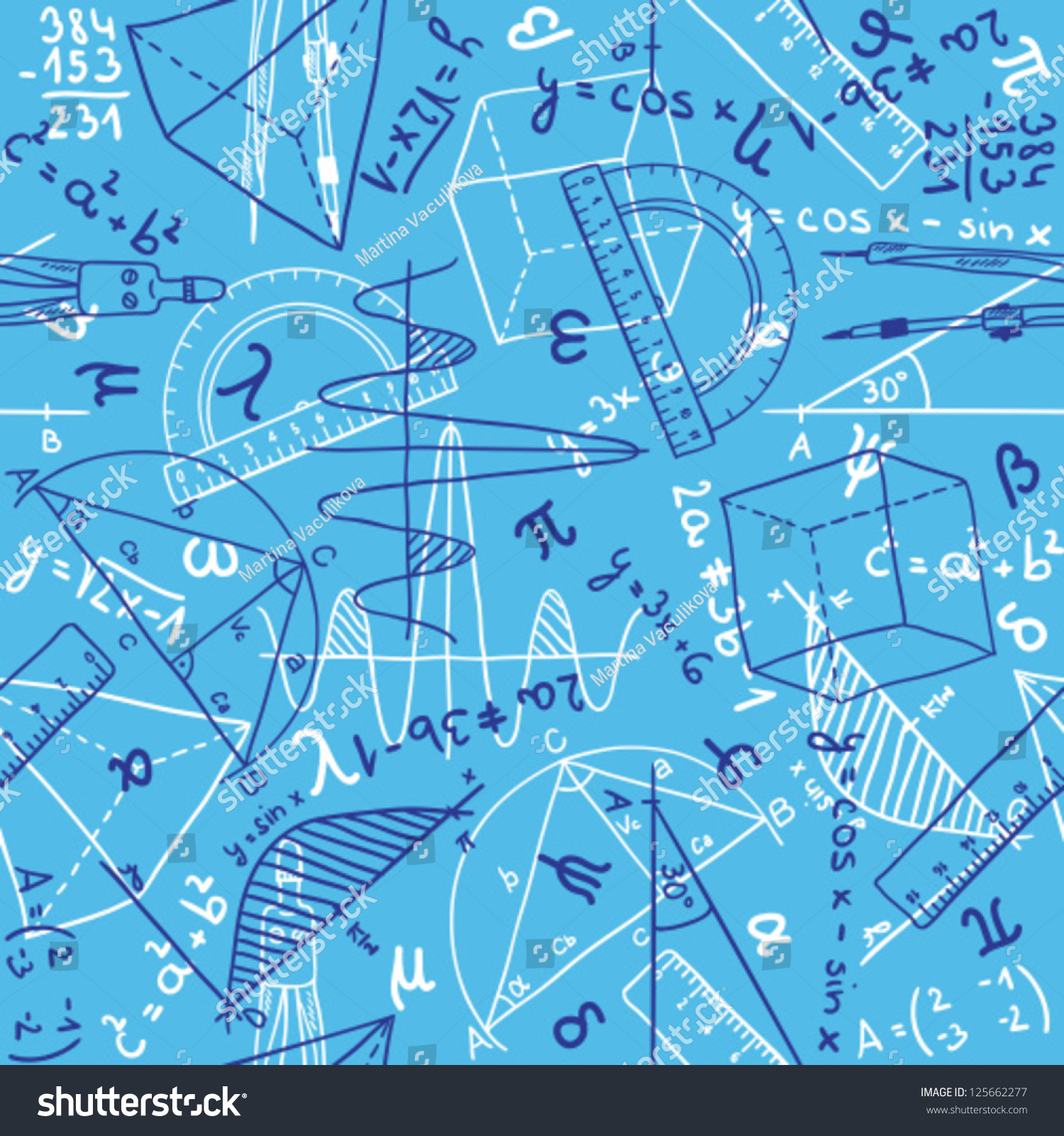 Seamless Pattern Background Illustration Mathematics Drawings Stock ...