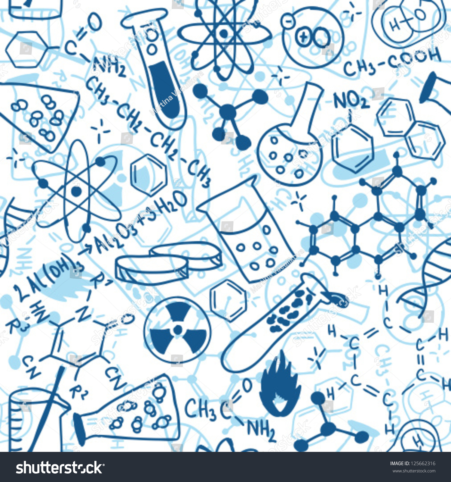Seamless Pattern Background Illustration Science Drawings Stock