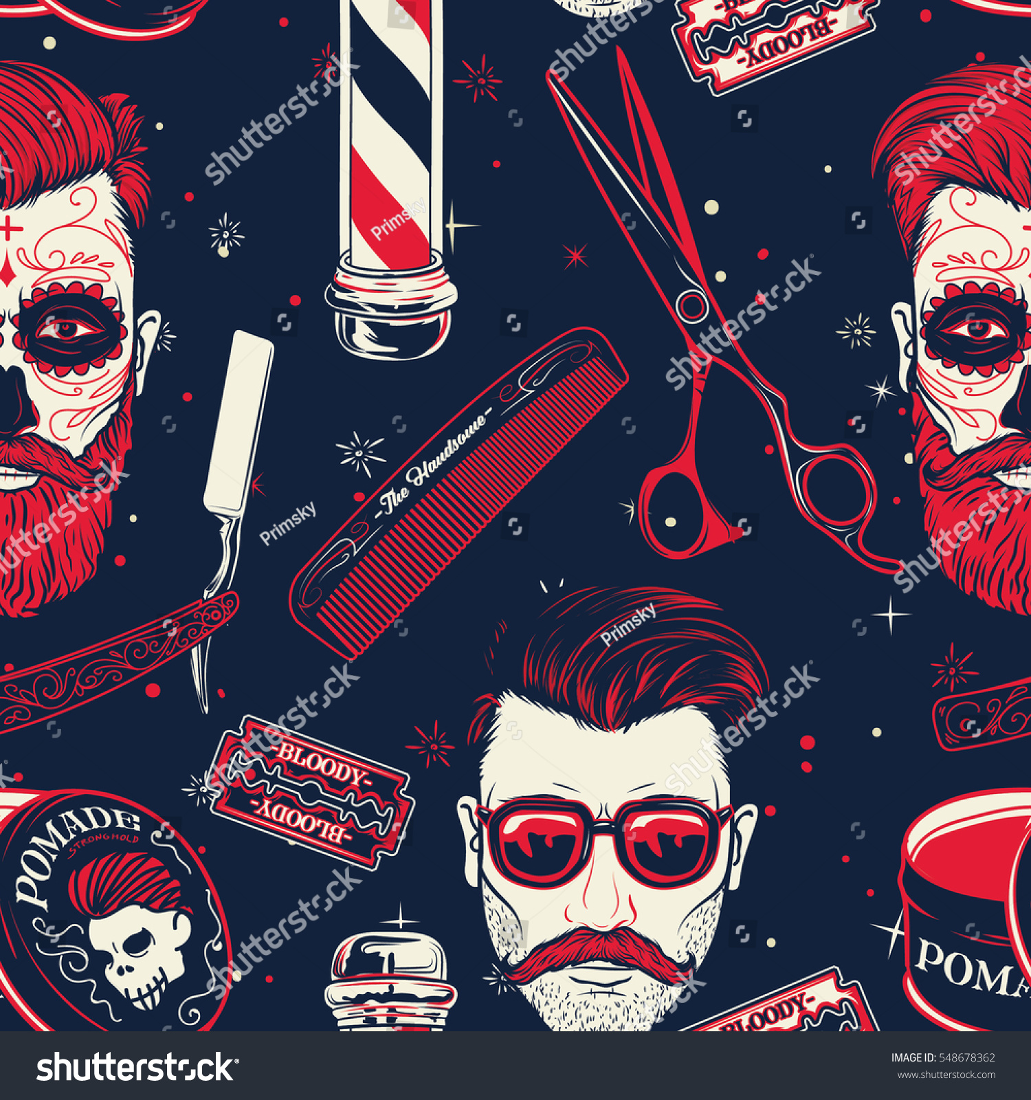 seamless pattern background vintage barber shop stock mustache christmas sweater