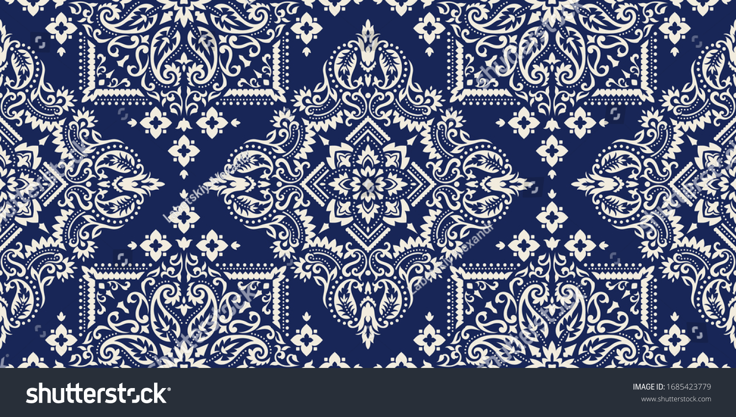 SVG of Seamless pattern based on ornament paisley Bandana Print. Boho vintage style vector background. Silk neck scarf or kerchief square pattern design style, best motive for print on fabric or paper. svg