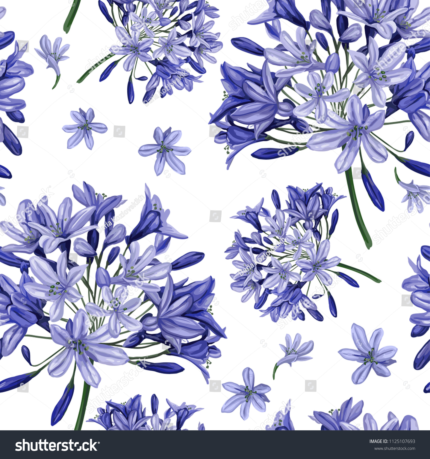 SVG of Seamless pattern. Blue agapanthus flower pattern. This pattern can be used for printing on textiles, wallpaper and other surfaces. svg