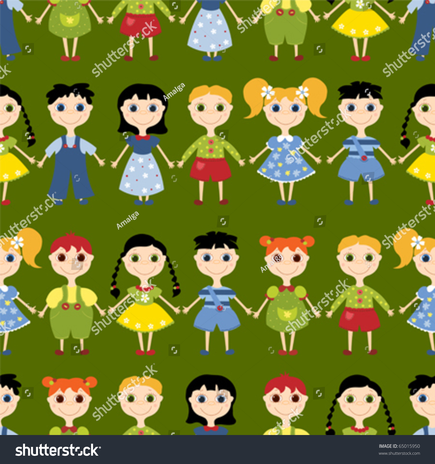 Seamless Pattern Cartoon Children Vector Background Stock Vector ...