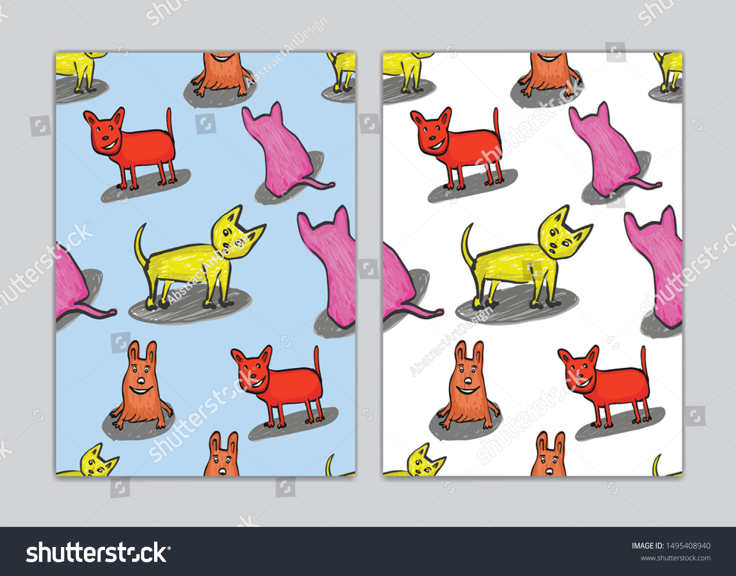 Seamless Pattern Dogs Cartoon Book Cover Stock Vector (Royalty Free