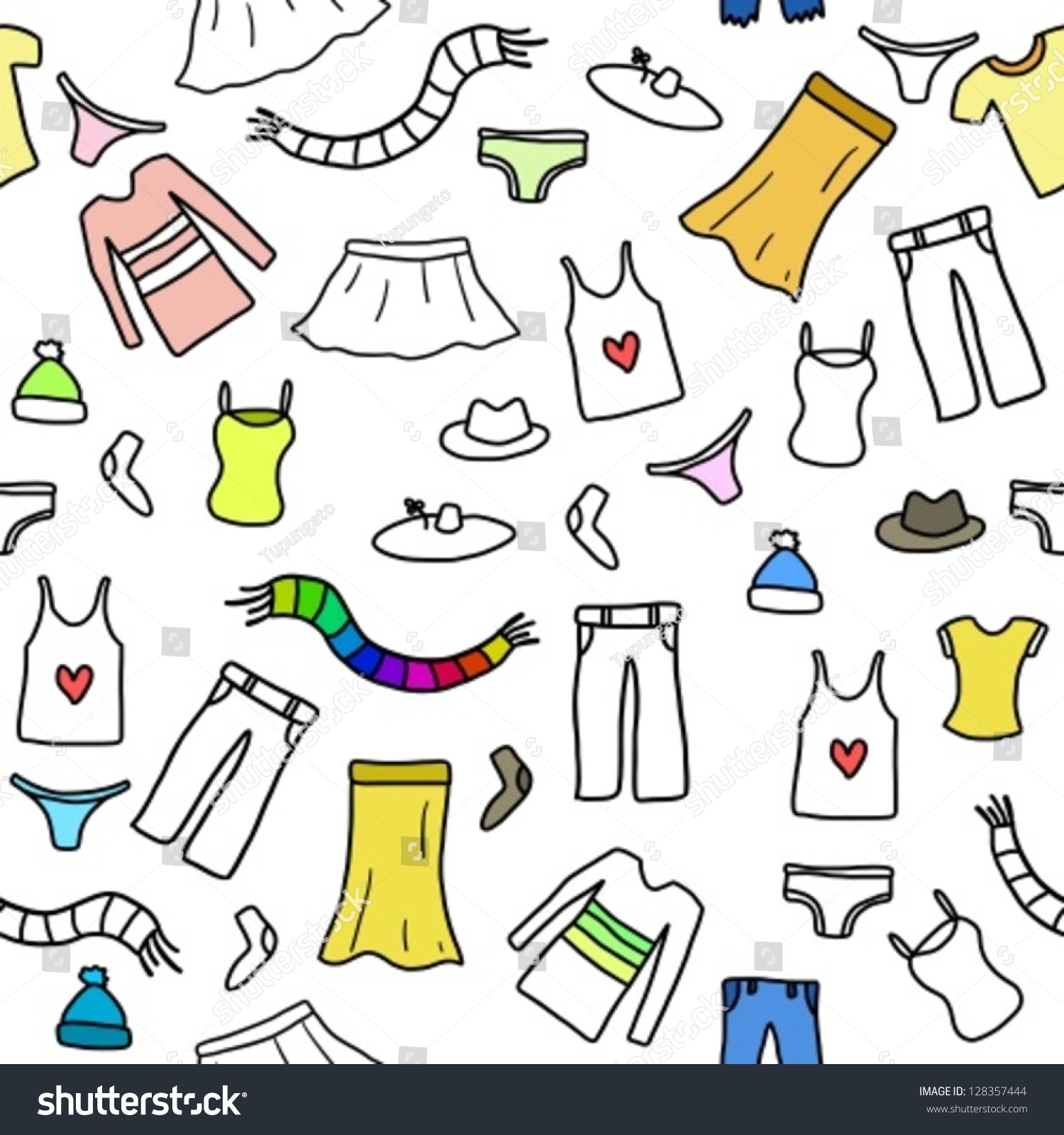 Seamless Pattern Fashion, Clothes And Accessories Icons And Symbols ...