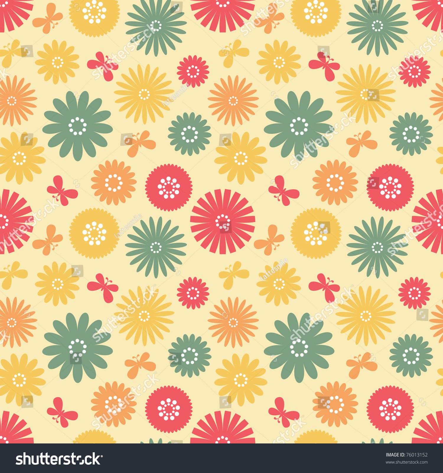 Seamless Pattern, Flowers And Butterflies Stock Vector Illustration ...