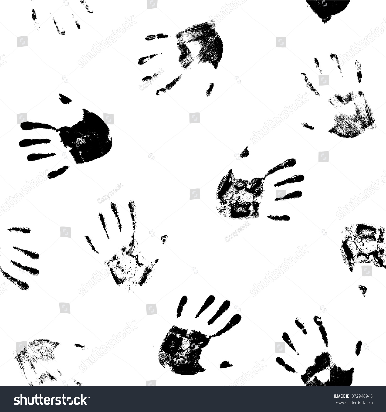 Seamless Pattern Hand Prints Stock Vector (Royalty Free) 372940945