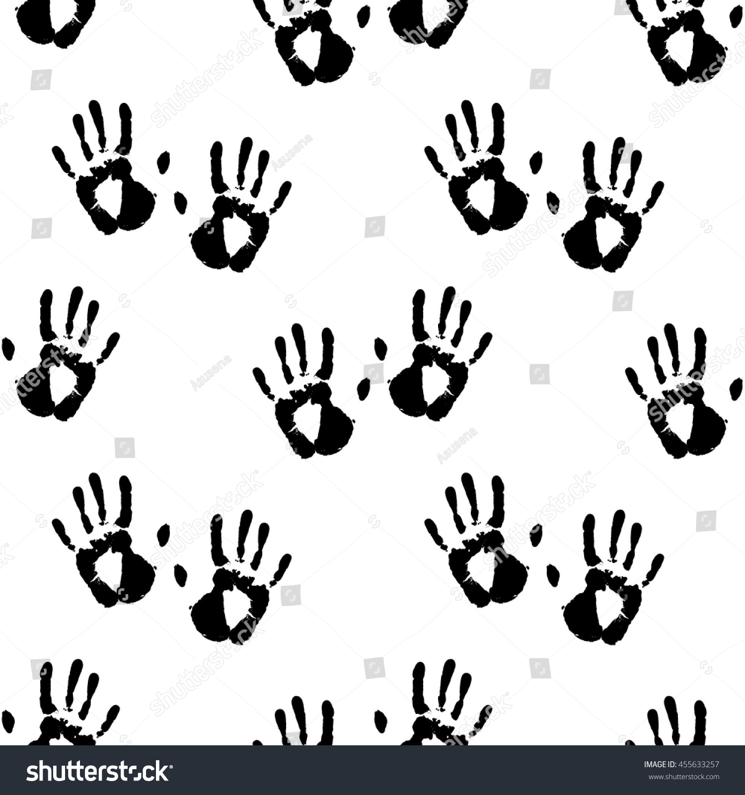 Seamless Pattern Handprint On White Background Stock Vector (royalty 