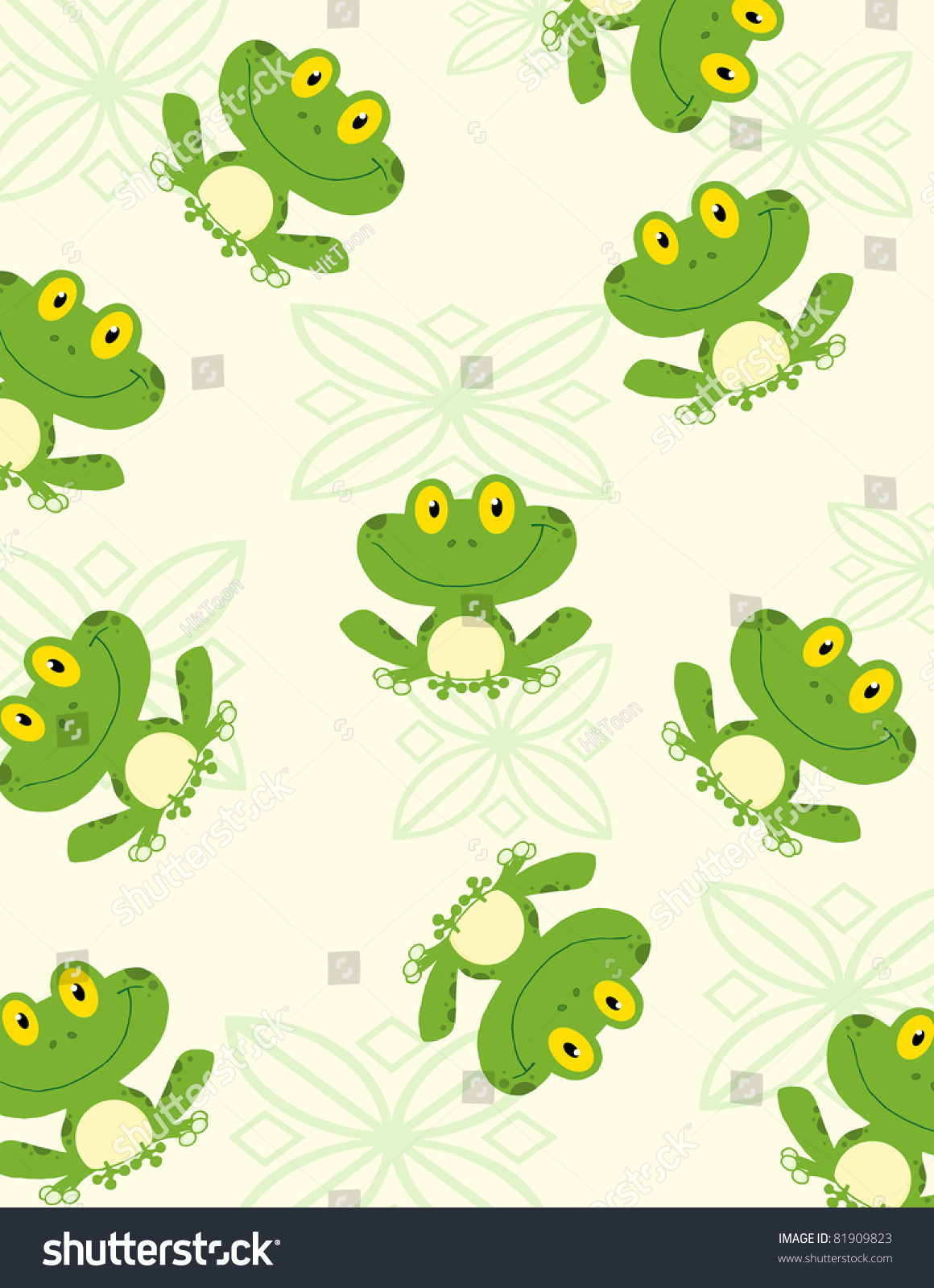 Seamless Pattern Happy Frog Stock Vector Illustration 81909823 ...