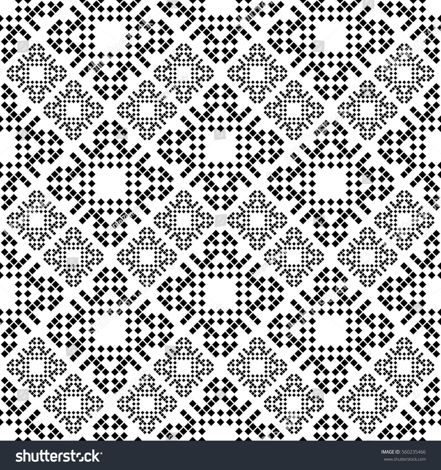 Seamless Pattern Latvian Style Black White Stock Vector 560235466 ...