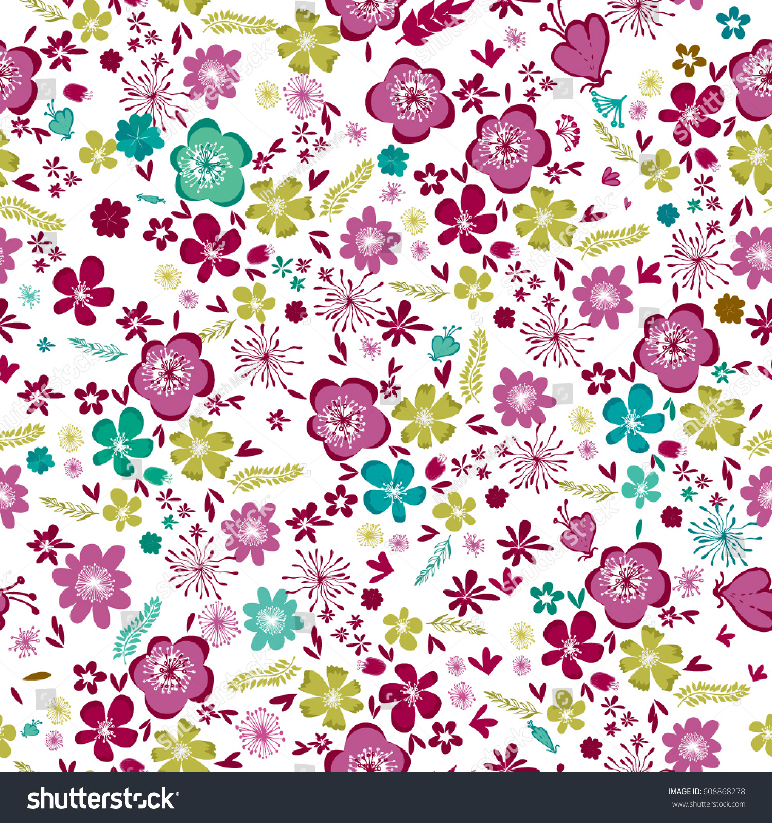 Seamless Pattern Little Flowers Vector Stock Vector (Royalty Free ...