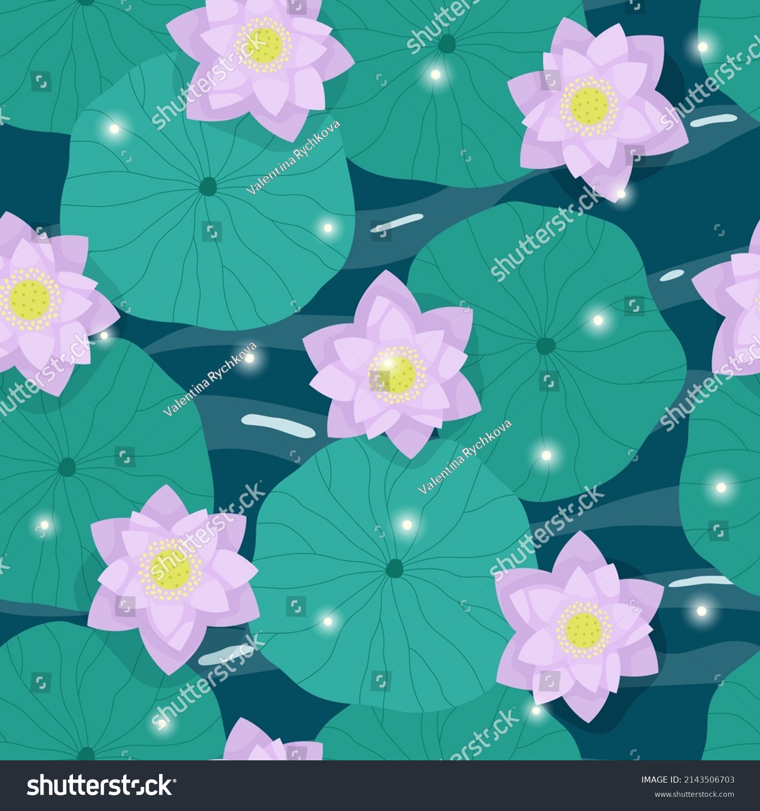 Seamless Pattern Lotus Flowers Leaves On Stock Vector Royalty Free 2143506703 Shutterstock 2844