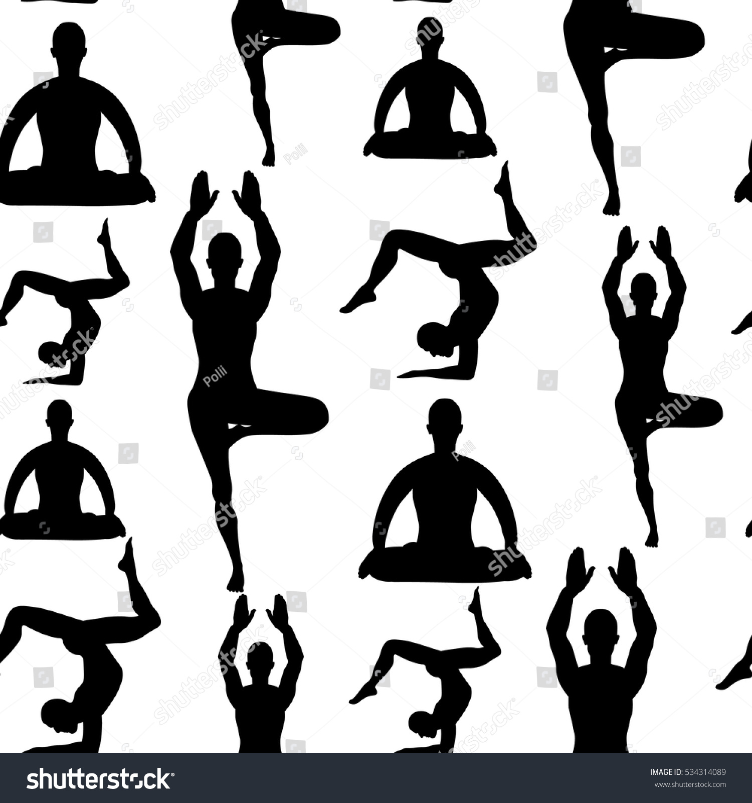 Seamless Pattern Man Standing Exercise Meditation Stock Vector (Royalty ...