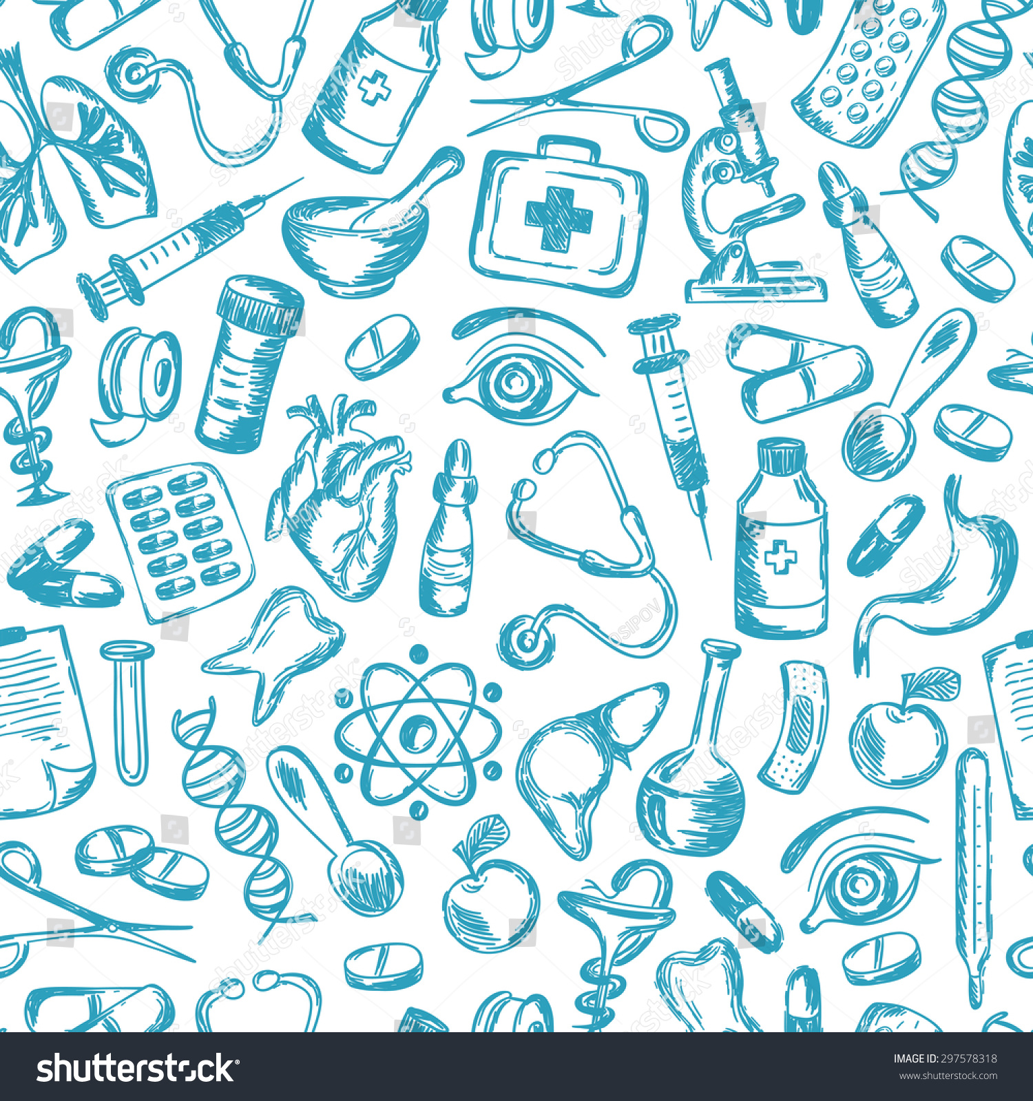 Seamless Pattern Medical Icons And Elements Of Health. Medical Icons ...