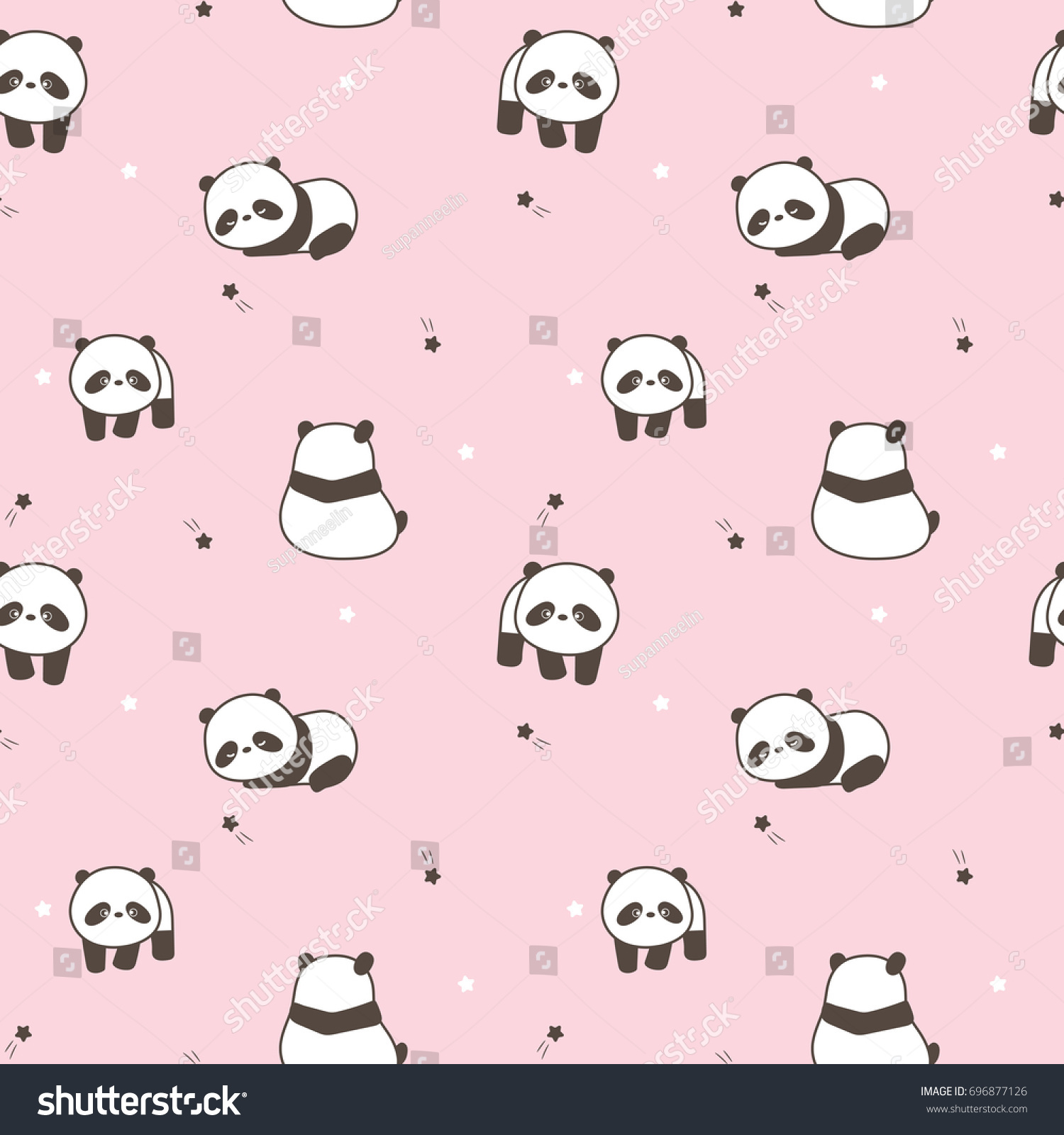 Seamless Pattern Cute Cartoon Panda Shooting Stock Vector 696877126