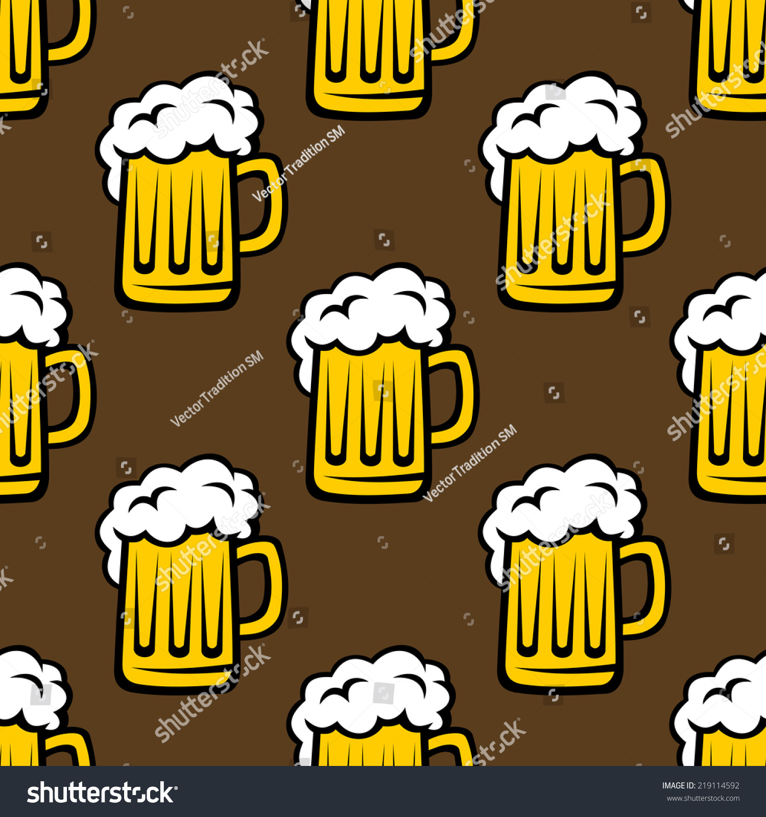 Seamless Pattern Glass Tankards Frothy Beer Stock Vector (Royalty Free ...