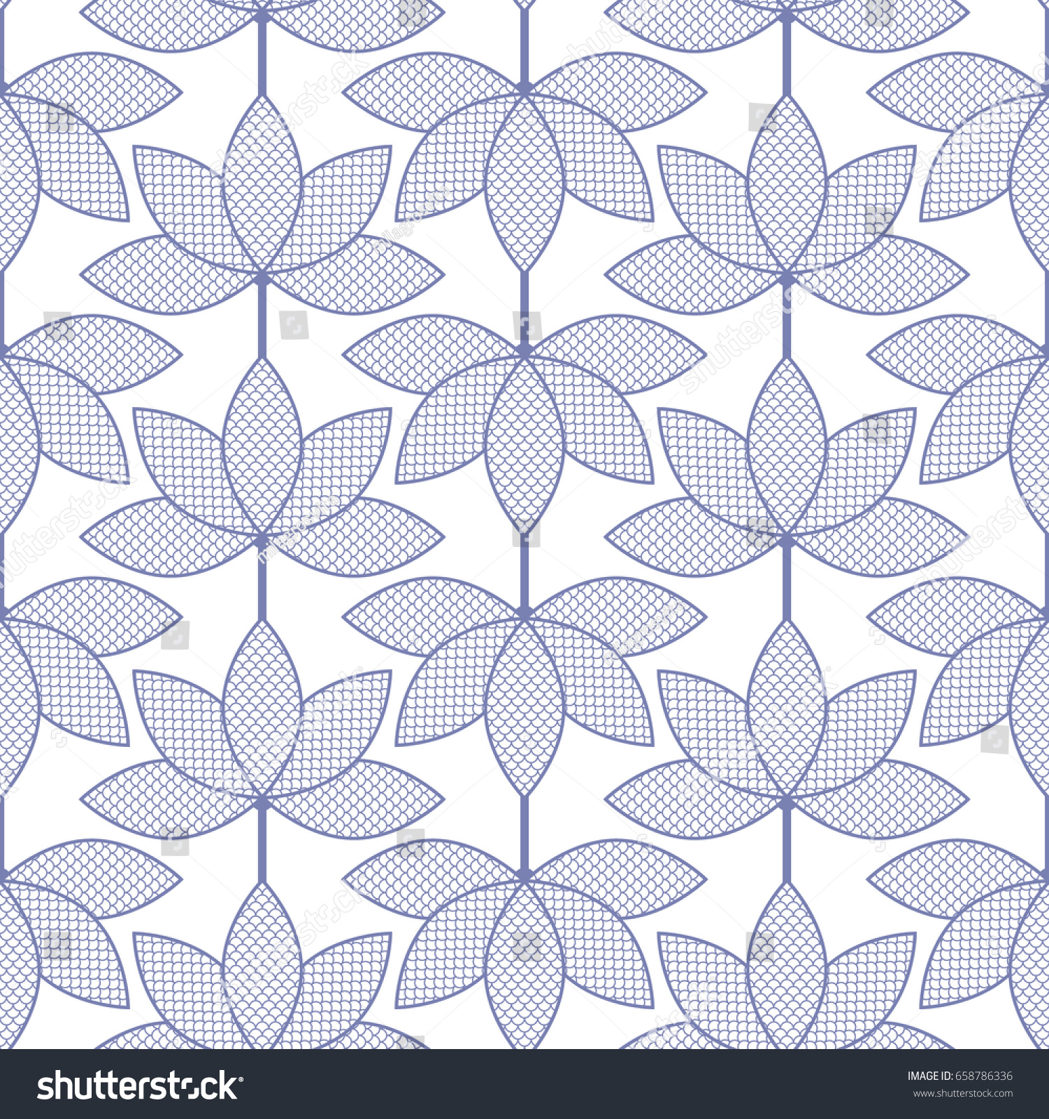 stock vector seamless pattern of lace lotus flower in garlands floral japanese half circle style print 658786336