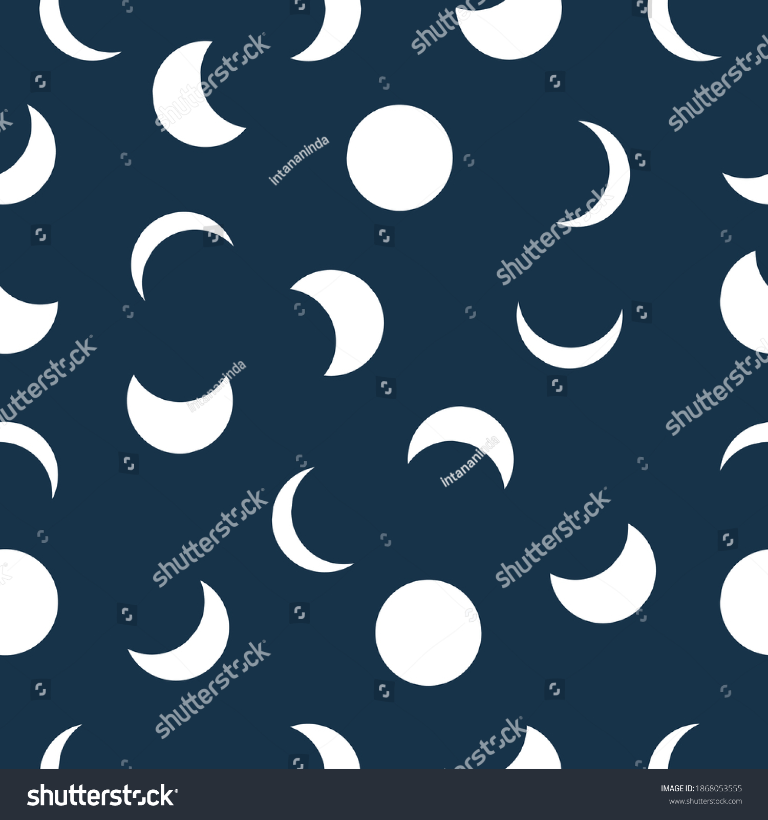 Seamless Pattern Moons Phase Stock Vector Royalty Free 1868053555