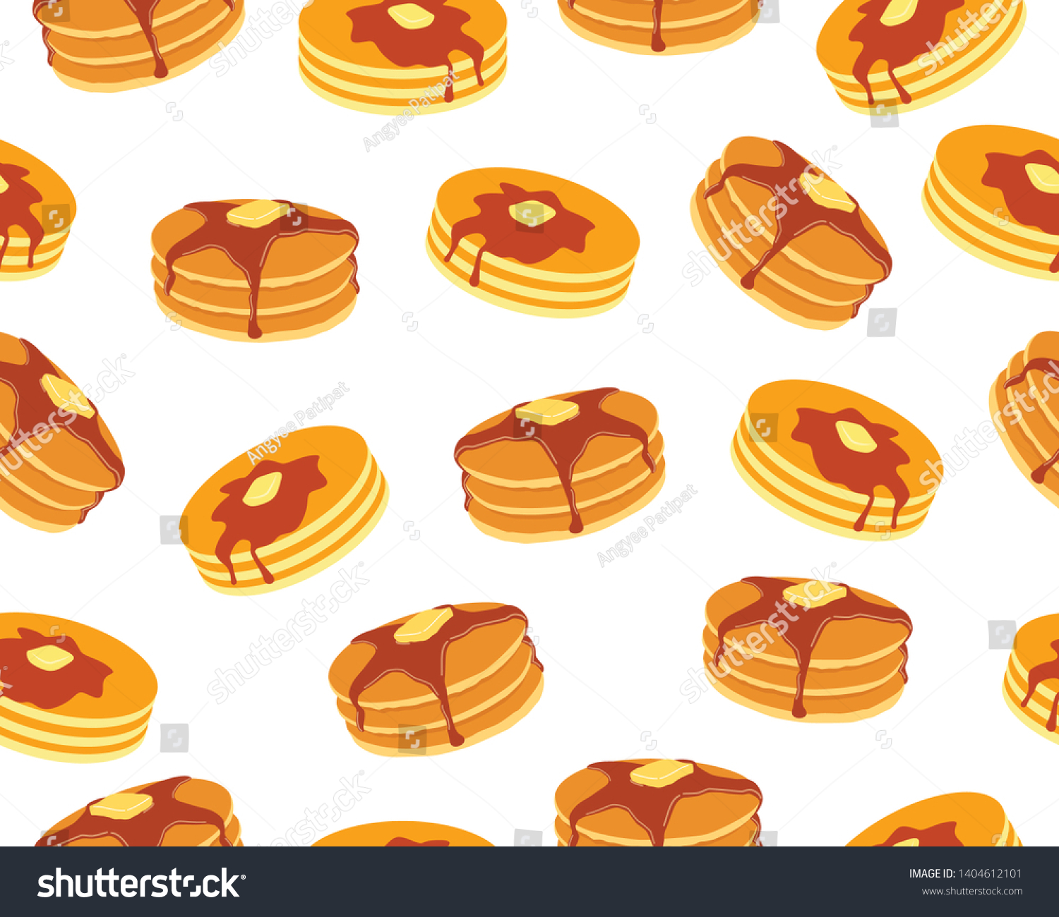SVG of Seamless pattern of pancakes with butter and maple syrup sweet on white background svg