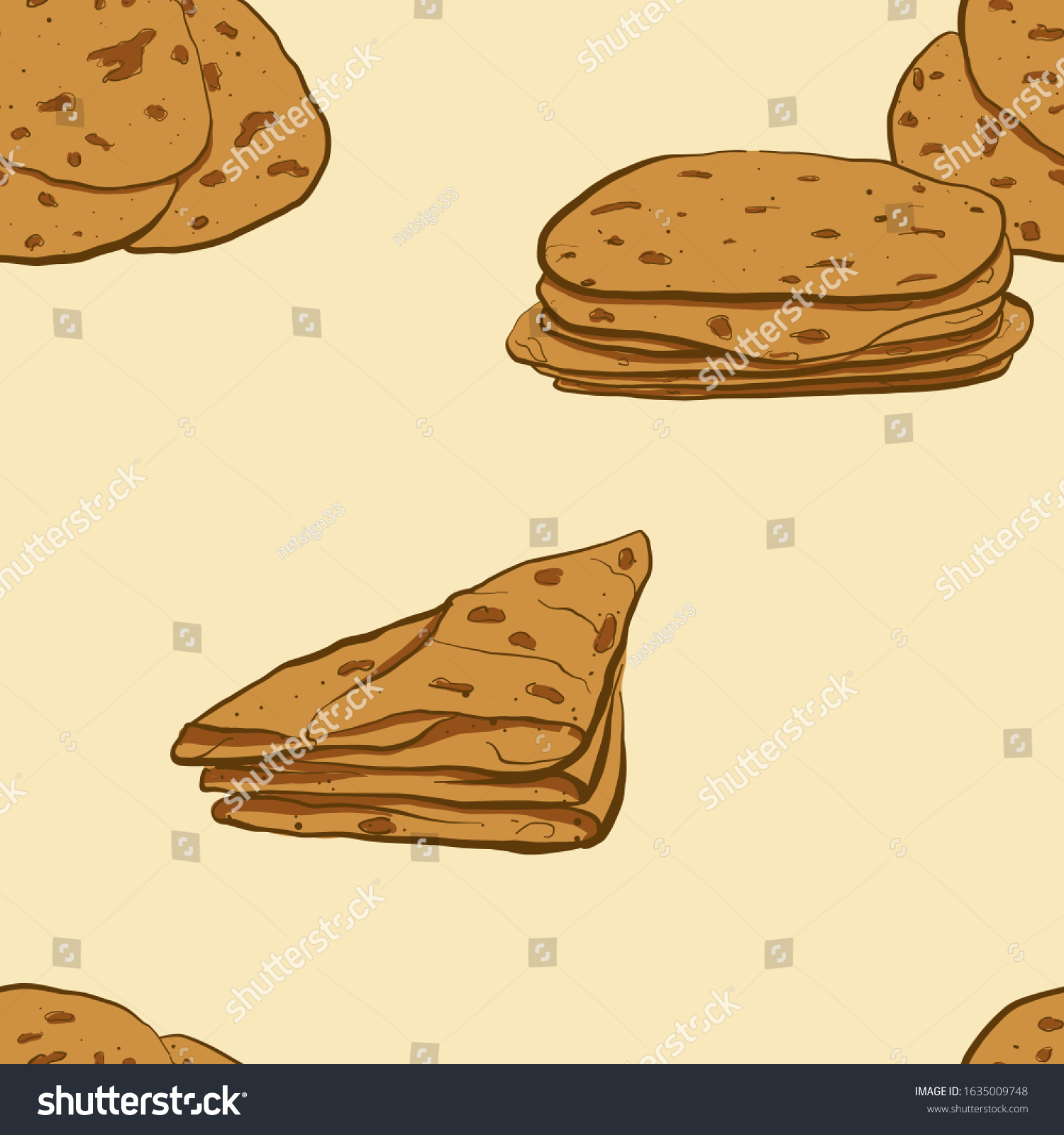 SVG of Seamless pattern of sketched Markook bread. Useable for wallpaper or any sized decoration. Handdrawn Vector Illustration svg