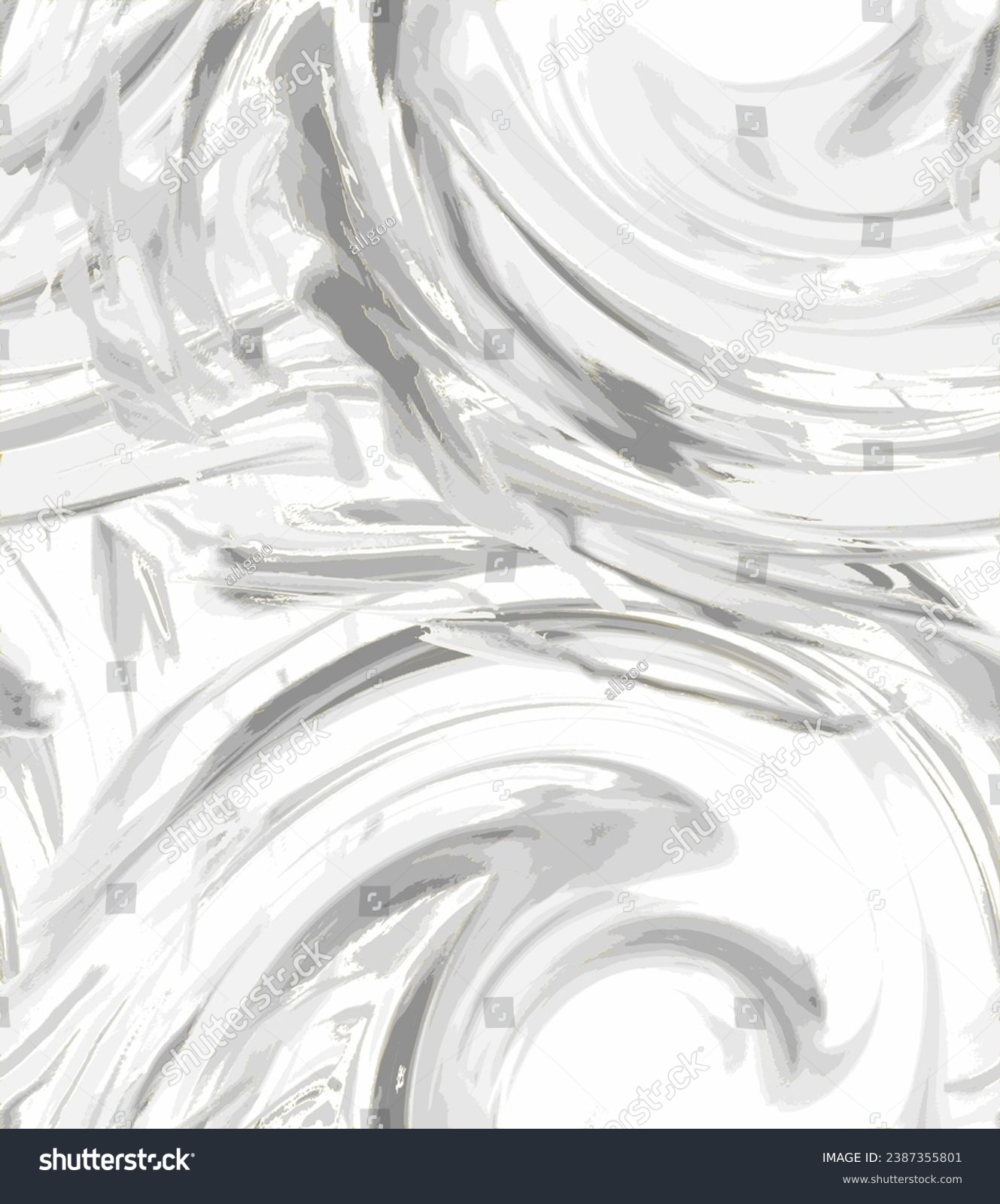SVG of Seamless pattern of swirling strokes of acrylic white and gray paint with gilded veining. Vector svg