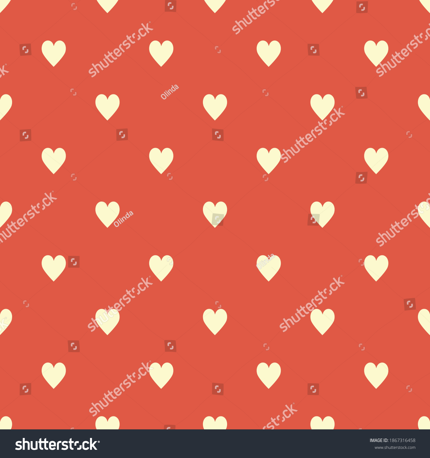 SVG of Seamless pattern off-white hearts on pastel vintage red background. Elegant print for fabric textile gift paper scrapbook wallpaper kids clothes nursery decor svg