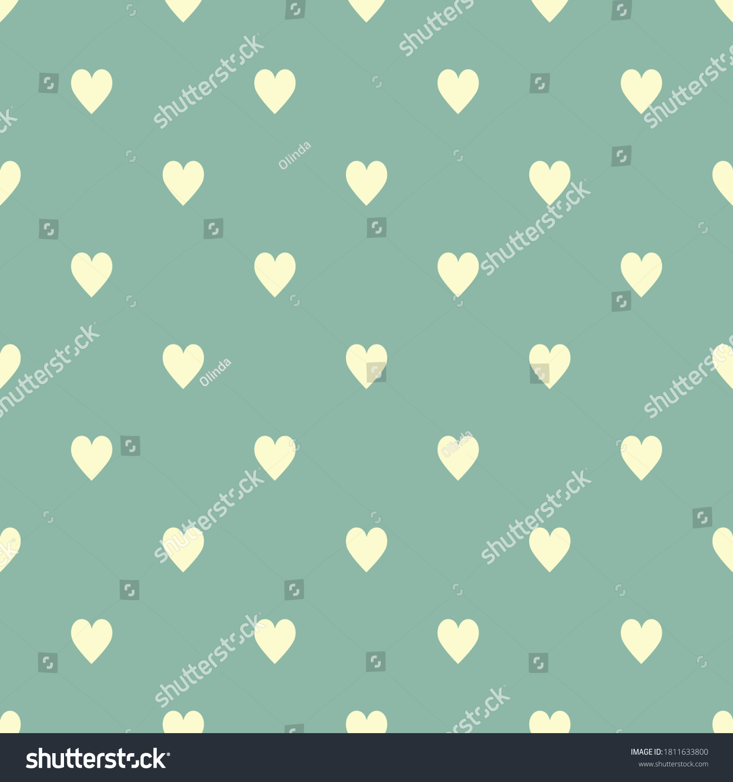 SVG of Seamless pattern off-white hearts on pastel vintage turquoise background. Elegant print for fabric textile gift paper scrapbook wallpaper kids clothes nursery decor svg