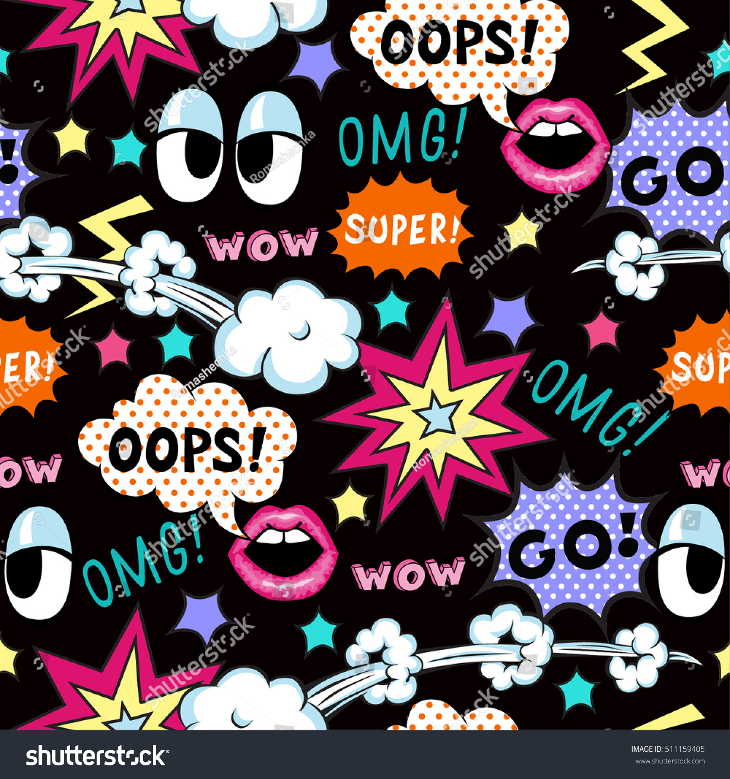 Seamless Pattern Pop Art Style Illustration Stock Vector Royalty Free Seamless Pattern Pop Art Style Illustration Stock Vector Royalty Free
