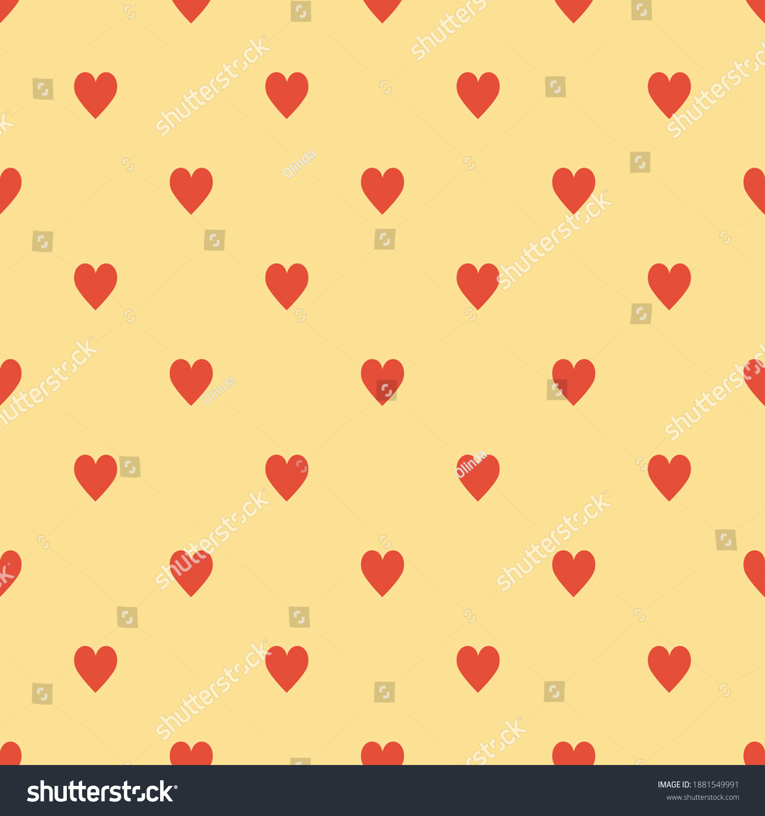 SVG of Seamless pattern red hearts on vintage yellow background. Elegant print for fabric textile gift paper scrapbook wallpaper kids clothes nursery decor svg