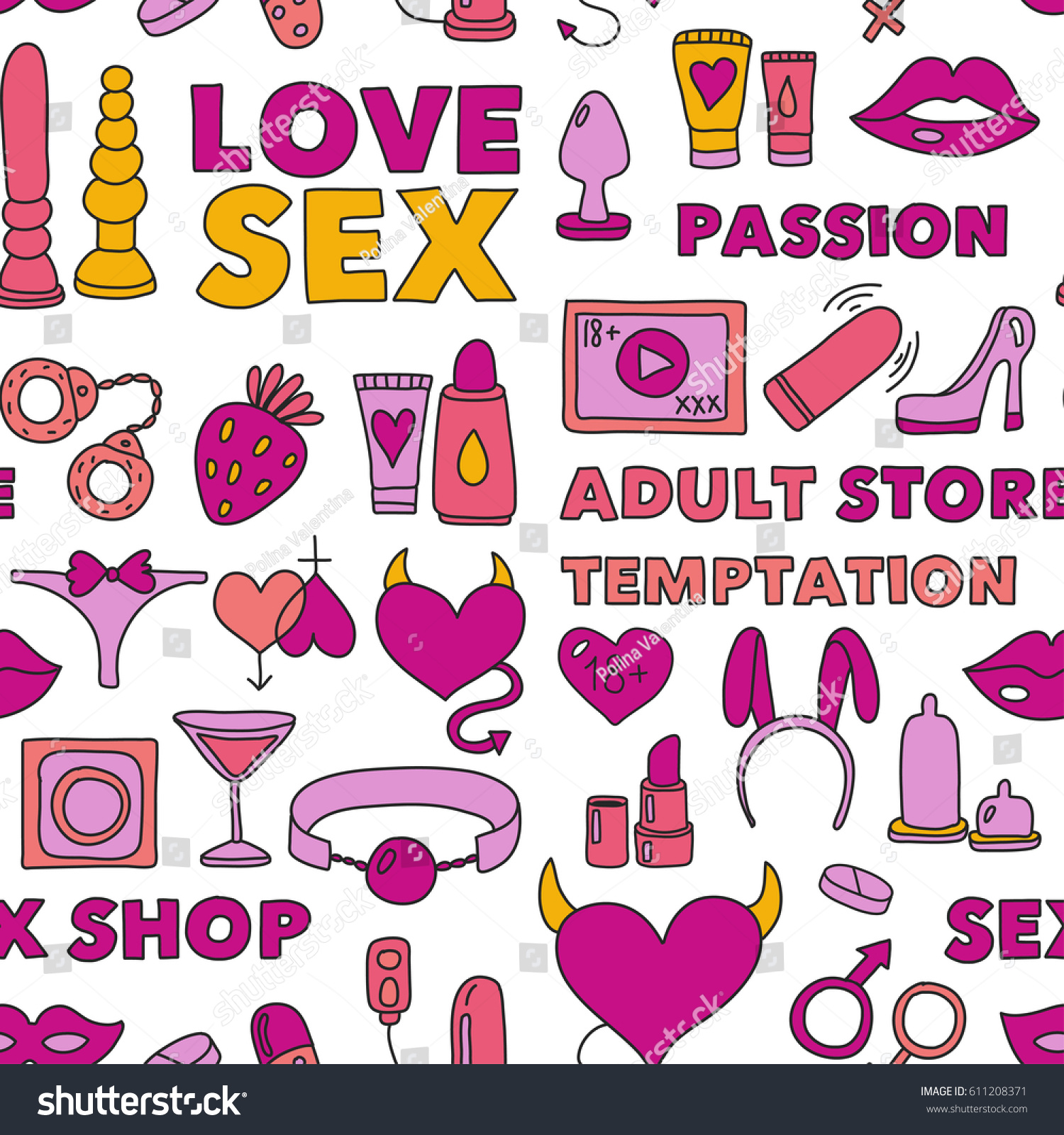 Seamless Pattern Sex Shop Adult Toys Stock Vektorgrafik Lizenzfrei