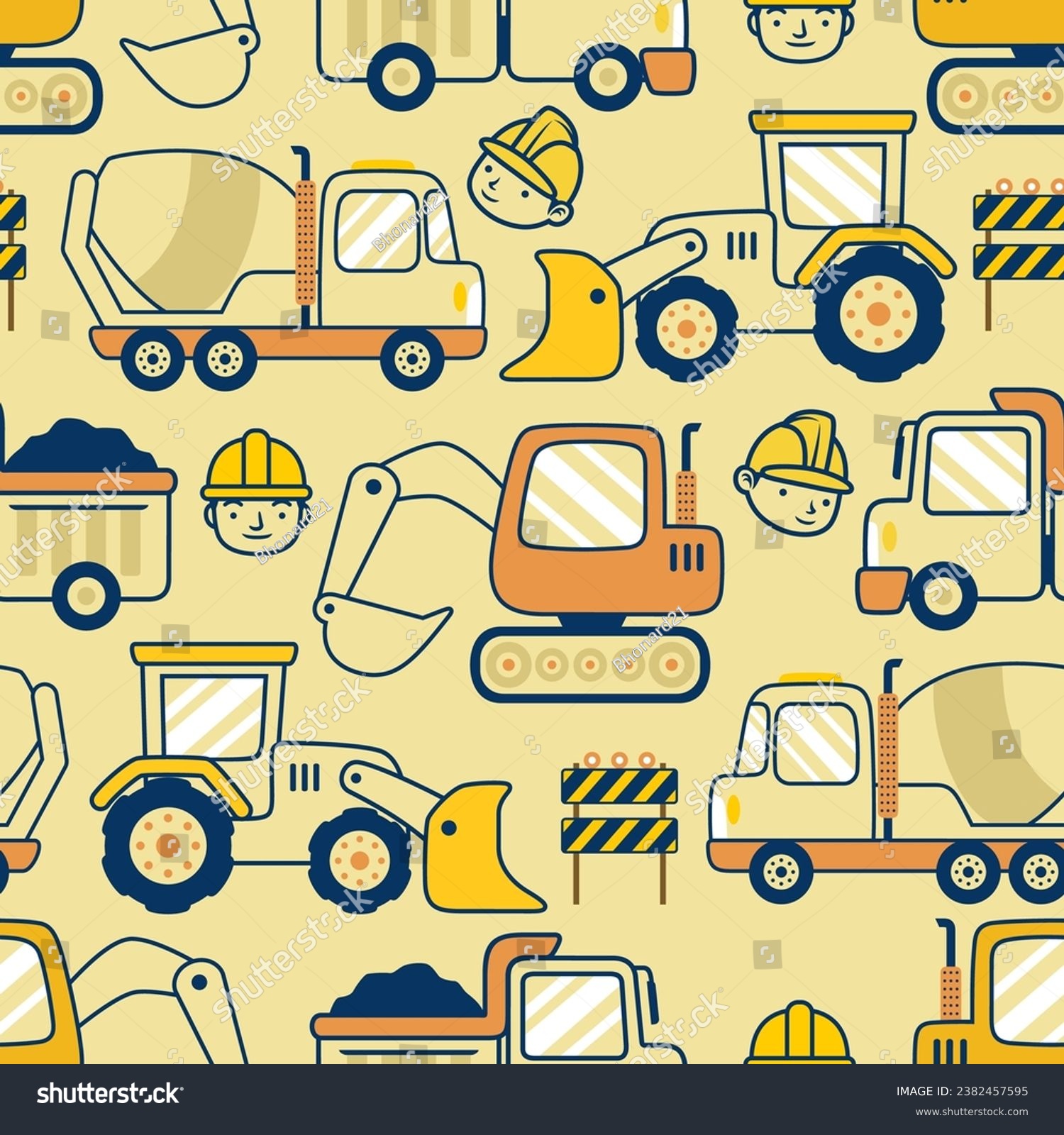 SVG of Seamless pattern vector of construction vehicles cartoon with industrial element svg